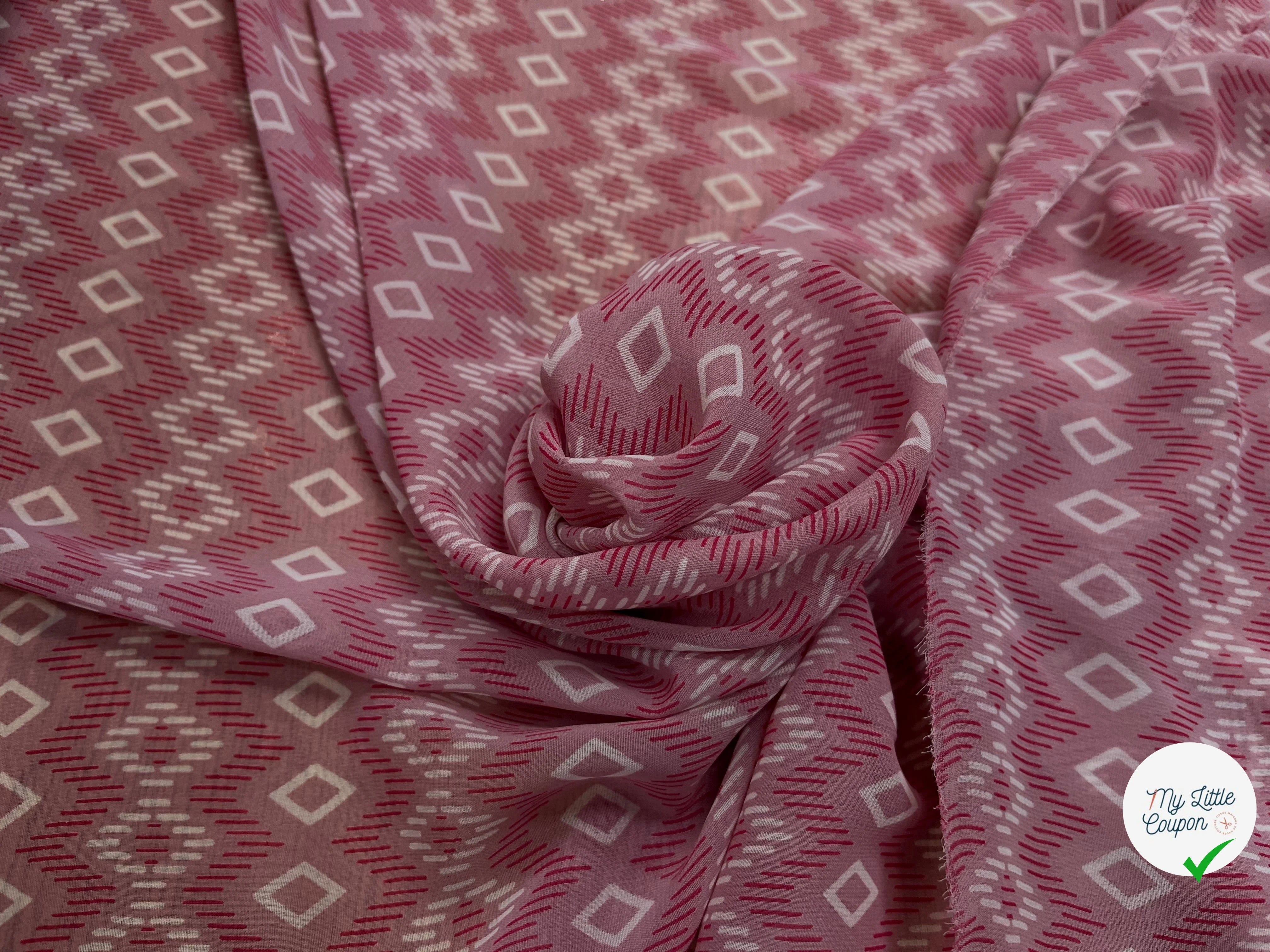 CHIFFON ROSE MOTIF GÉOMETRIQUE - My Little Coupon