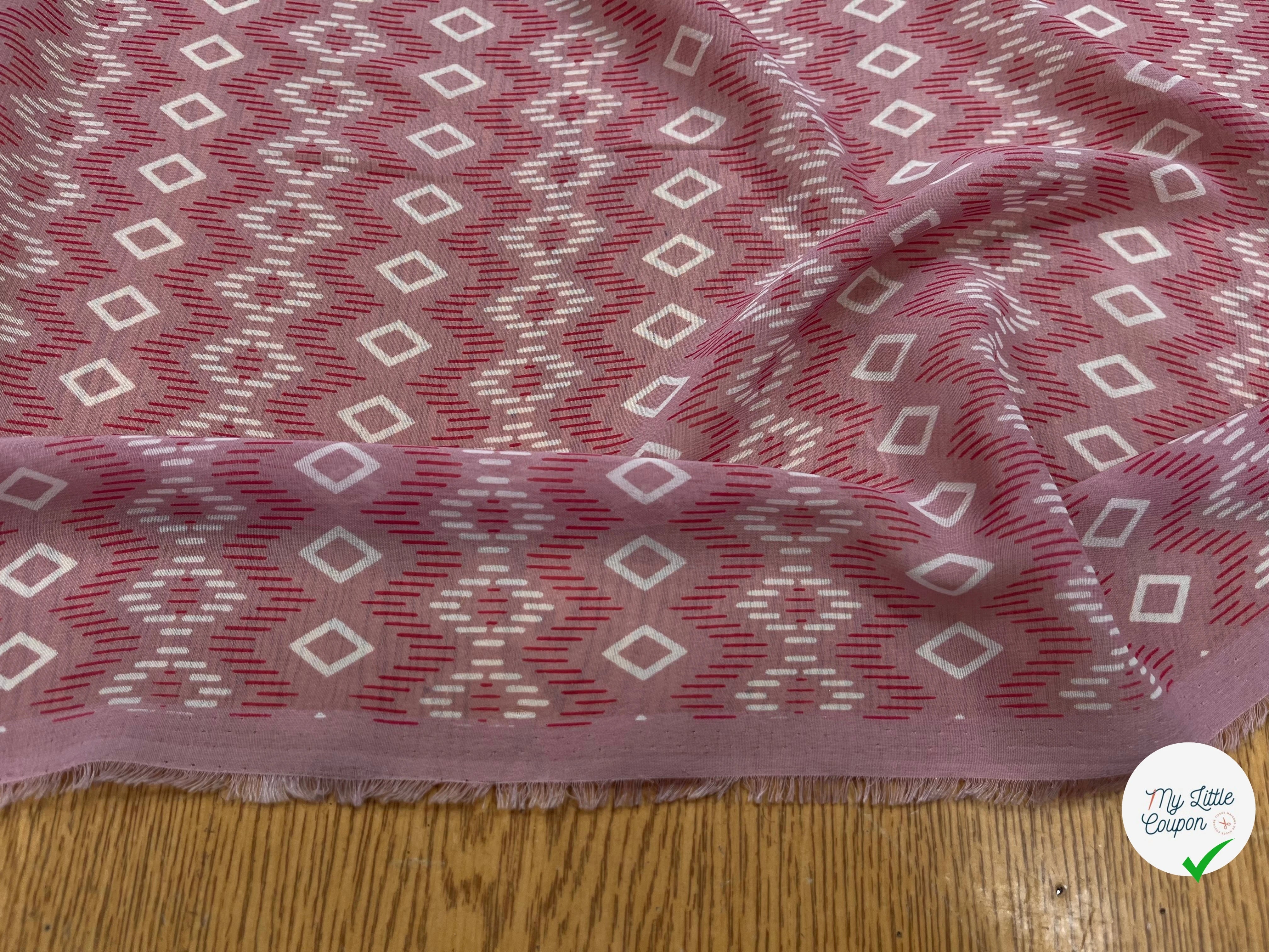 CHIFFON ROSE MOTIF GÉOMETRIQUE - My Little Coupon