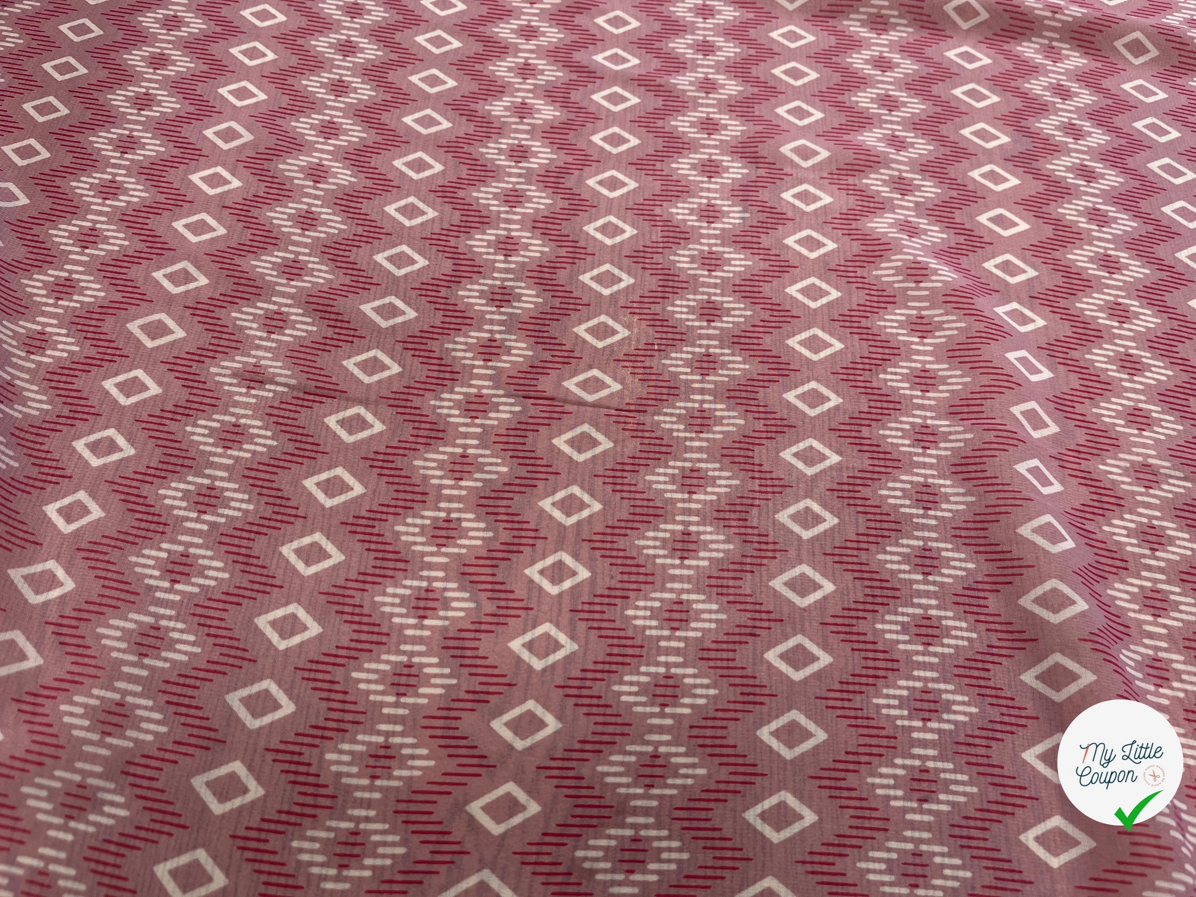 CHIFFON ROSE MOTIF GÉOMETRIQUE - My Little Coupon