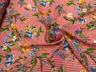 CHIFFON VICHY ROUGE FLUIDE GROSSES FLEURS SUPER BEAU - My Little Coupon