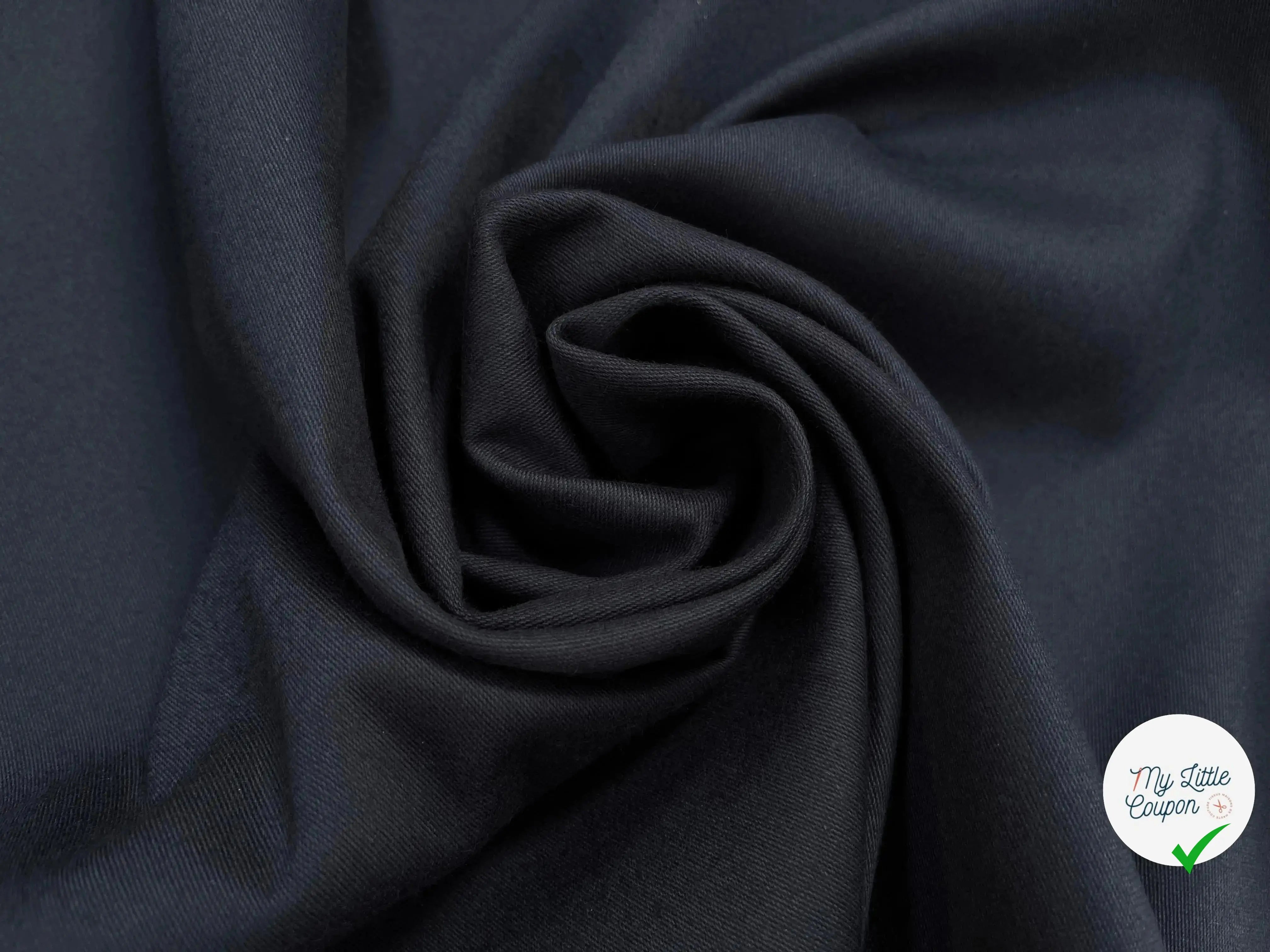 GABARDINE DE COTON STRIÉ BLEU NAVY - My Little Coupon