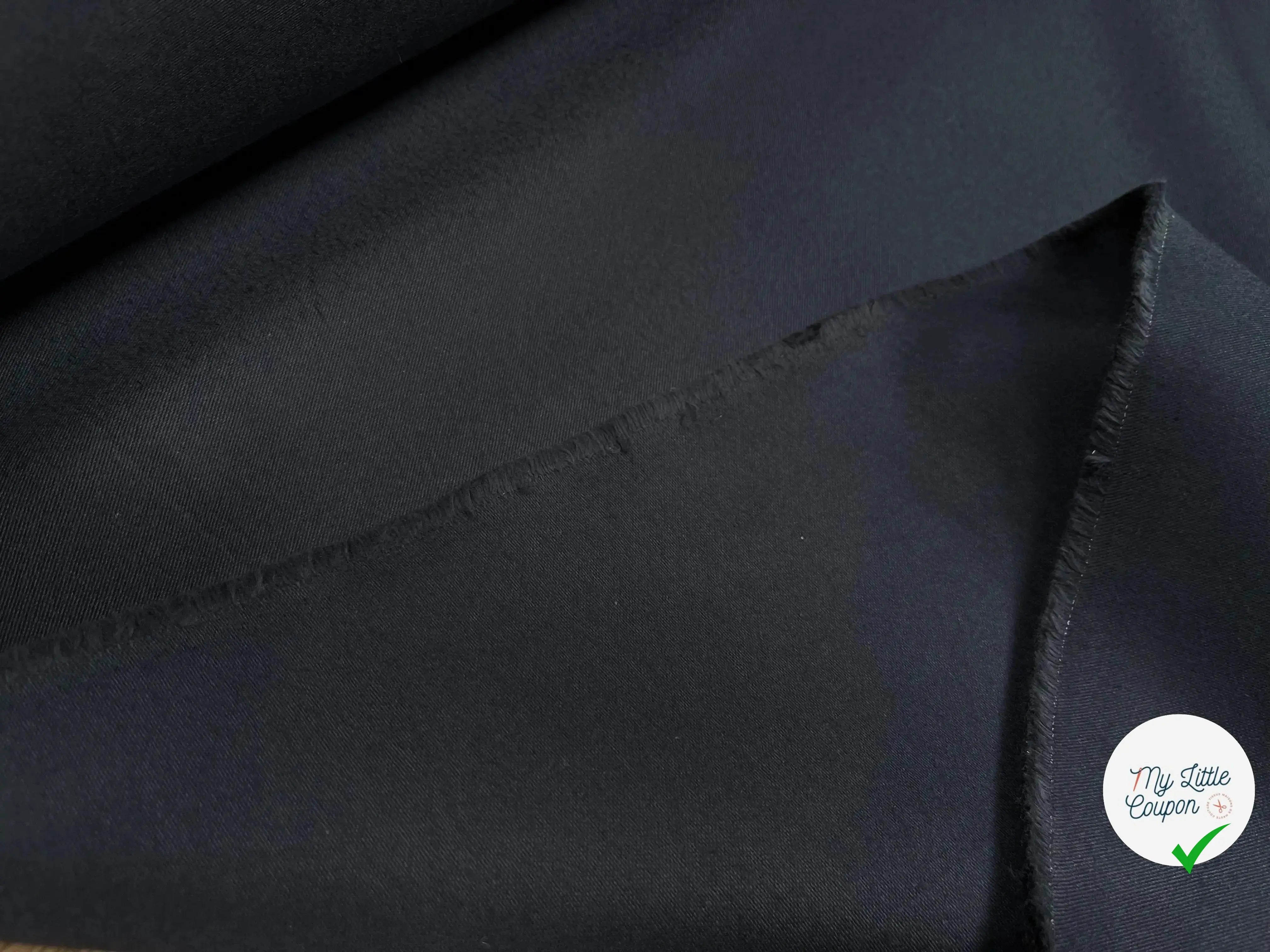 GABARDINE DE COTON STRIÉ BLEU NAVY - My Little Coupon