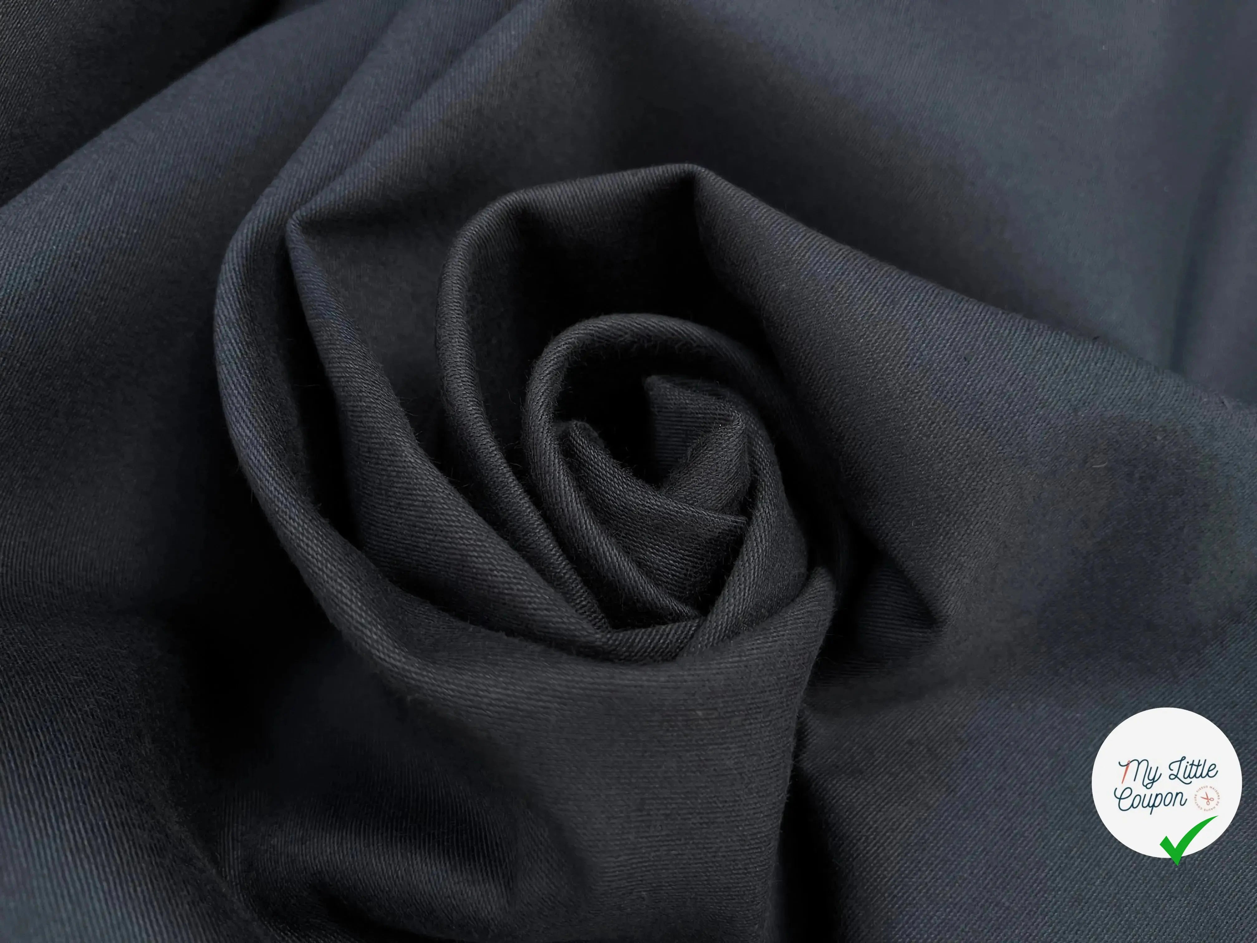 GABARDINE DE COTON STRIÉ BLEU NAVY - My Little Coupon