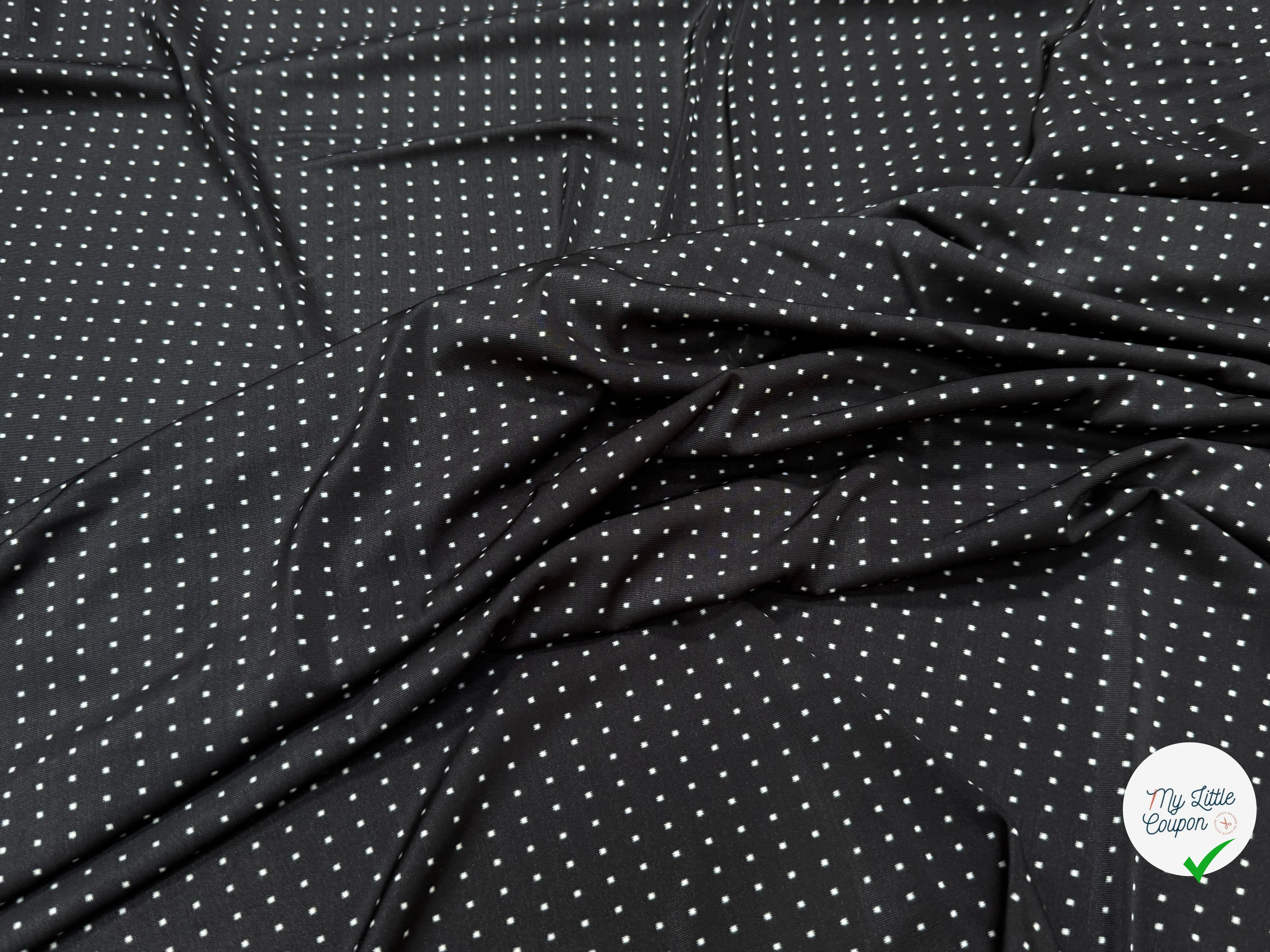 (CHUTE) JERSEY VISCOSE FROIDE FLUIDE MOTIF À POIS ULTRA STRETCH - My Little Coupon