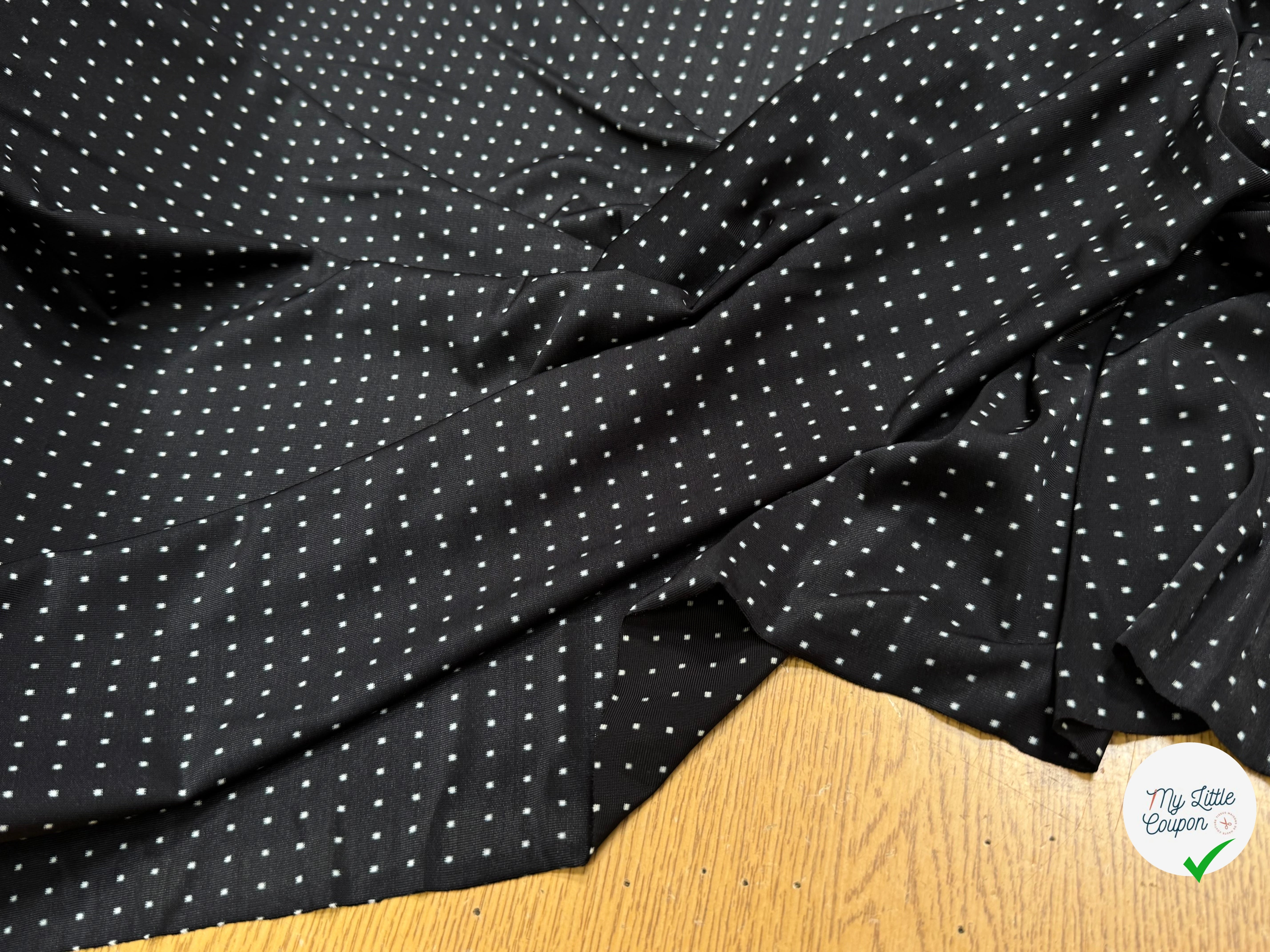 (CHUTE) JERSEY VISCOSE FROIDE FLUIDE MOTIF À POIS ULTRA STRETCH - My Little Coupon