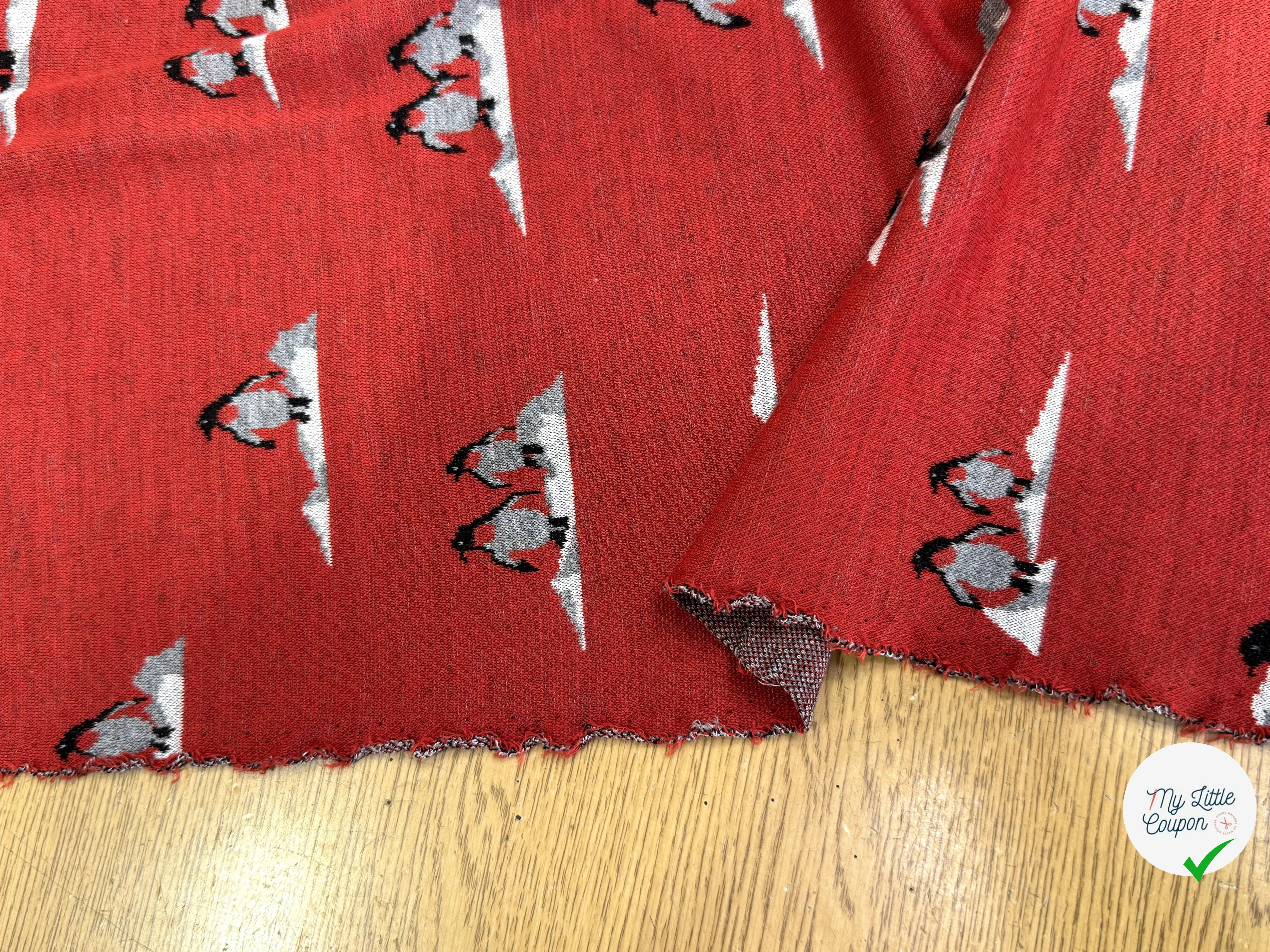 (CHUTE) MAILLE JACQUARD ESPRIT MILANO IMPRIMÉ PINGOUINS ROUGE ORANGÉ - My Little Coupon