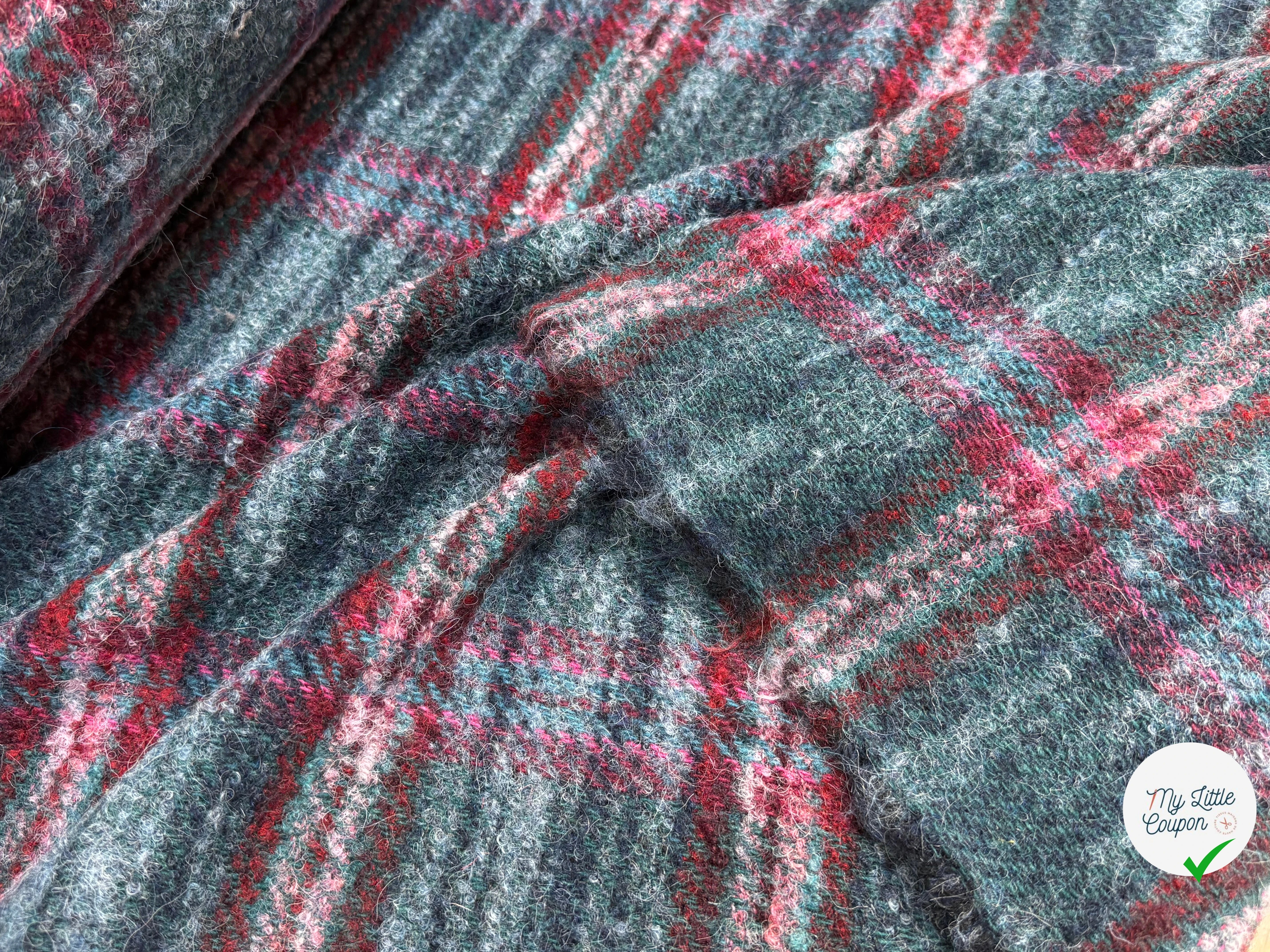TWEED BOUCLETTE 56% LAINE BLEU À CARREAUX GIOVIXEN - My Little Coupon