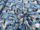 VISCOSE FLUIDE FOND BLANC IMPRIMÉE TOURBILLON BLEU ET CIEL - My Little Coupon