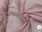 (CHUTE) VOILE DE COTON FOND BEIGE MOTIFS PETITS POIS ROUGES IRREGULIERS - My Little Coupon