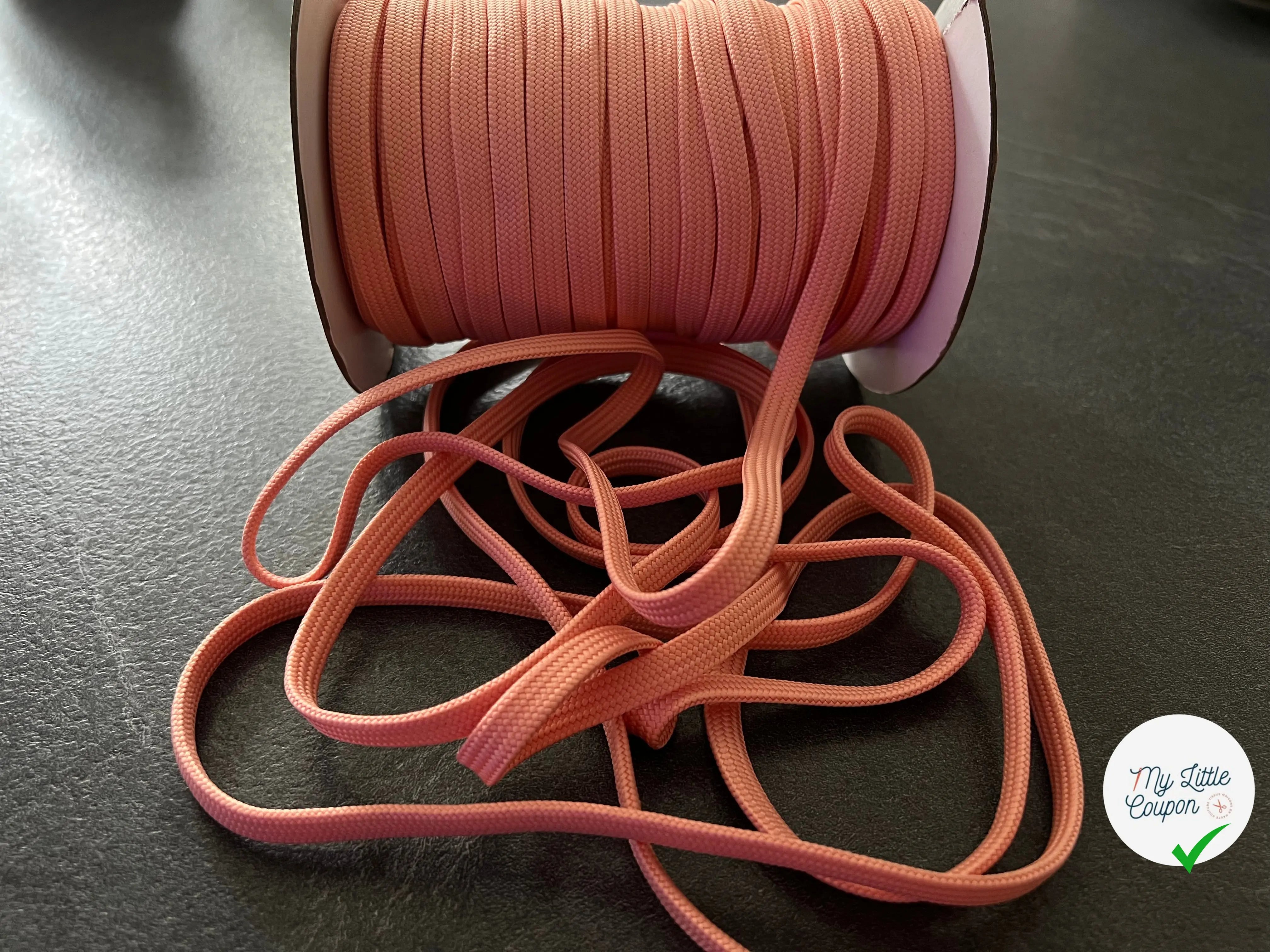 CORDON TRESSÉ PLAT SAUMON 10mm - My Little Coupon
