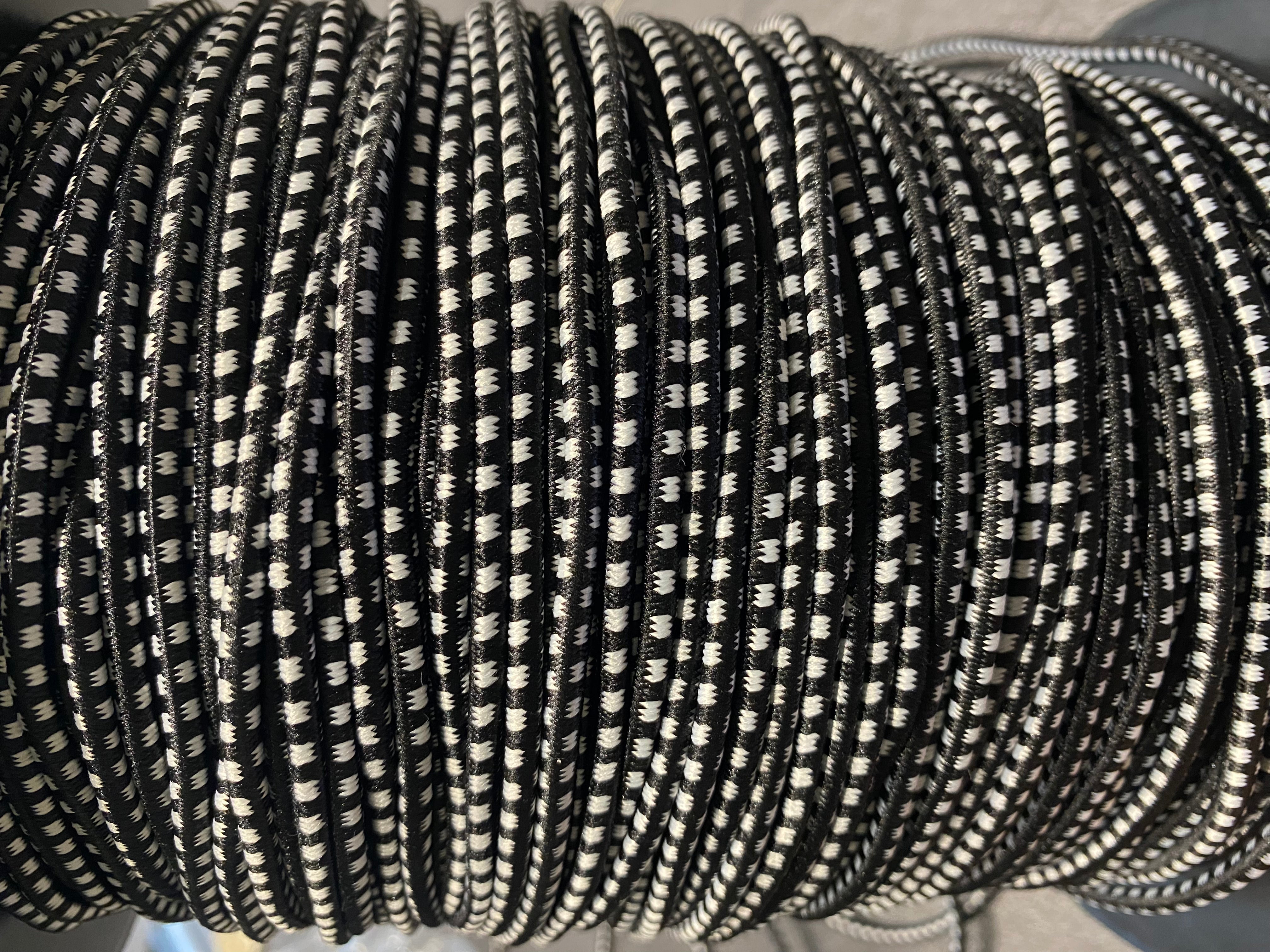 CORDON TRESSÉ ROND ELASTIQUE BLANC ET NOIR 5mm - My Little Coupon