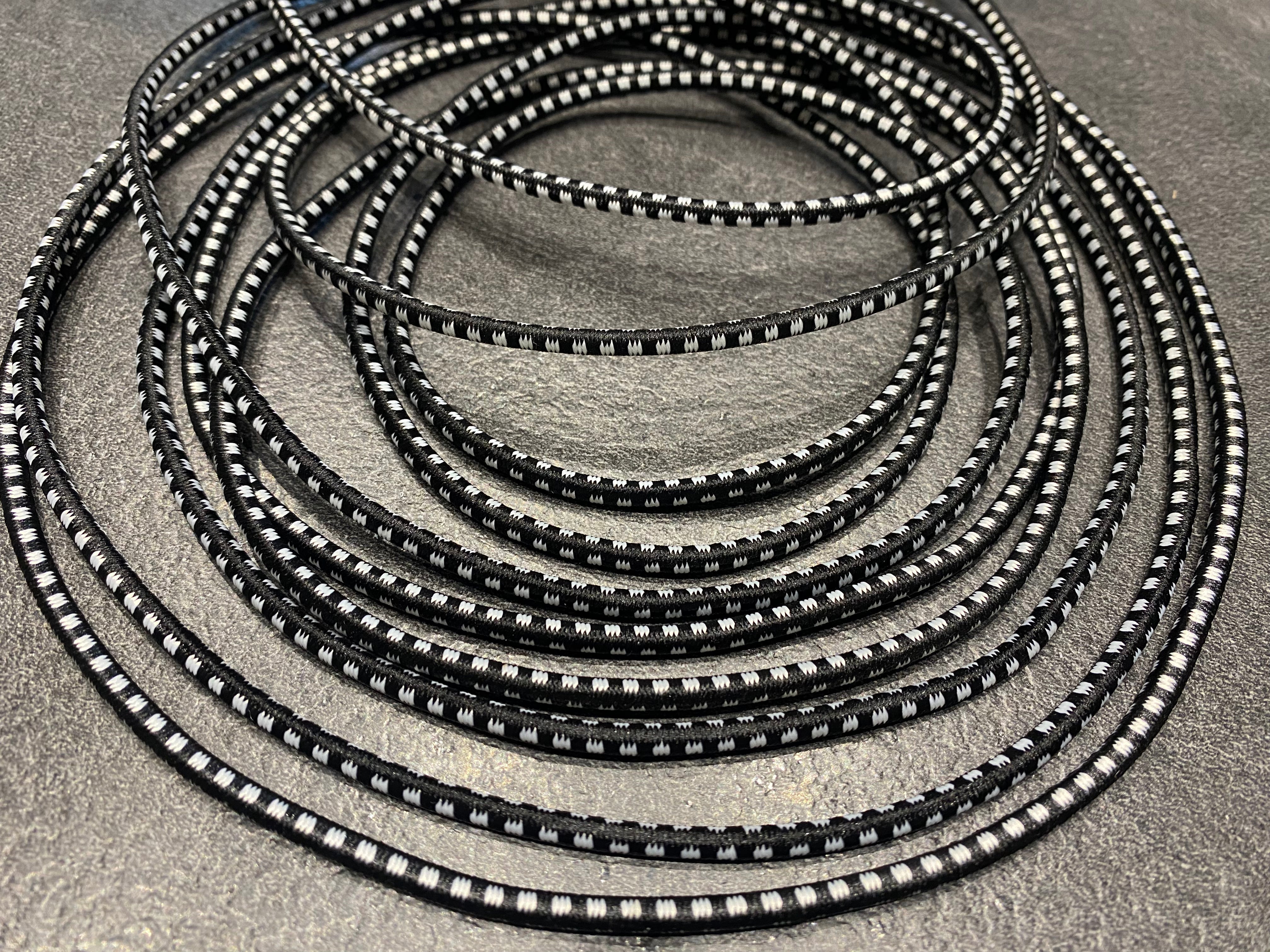 CORDON TRESSÉ ROND ELASTIQUE BLANC ET NOIR 5mm - My Little Coupon