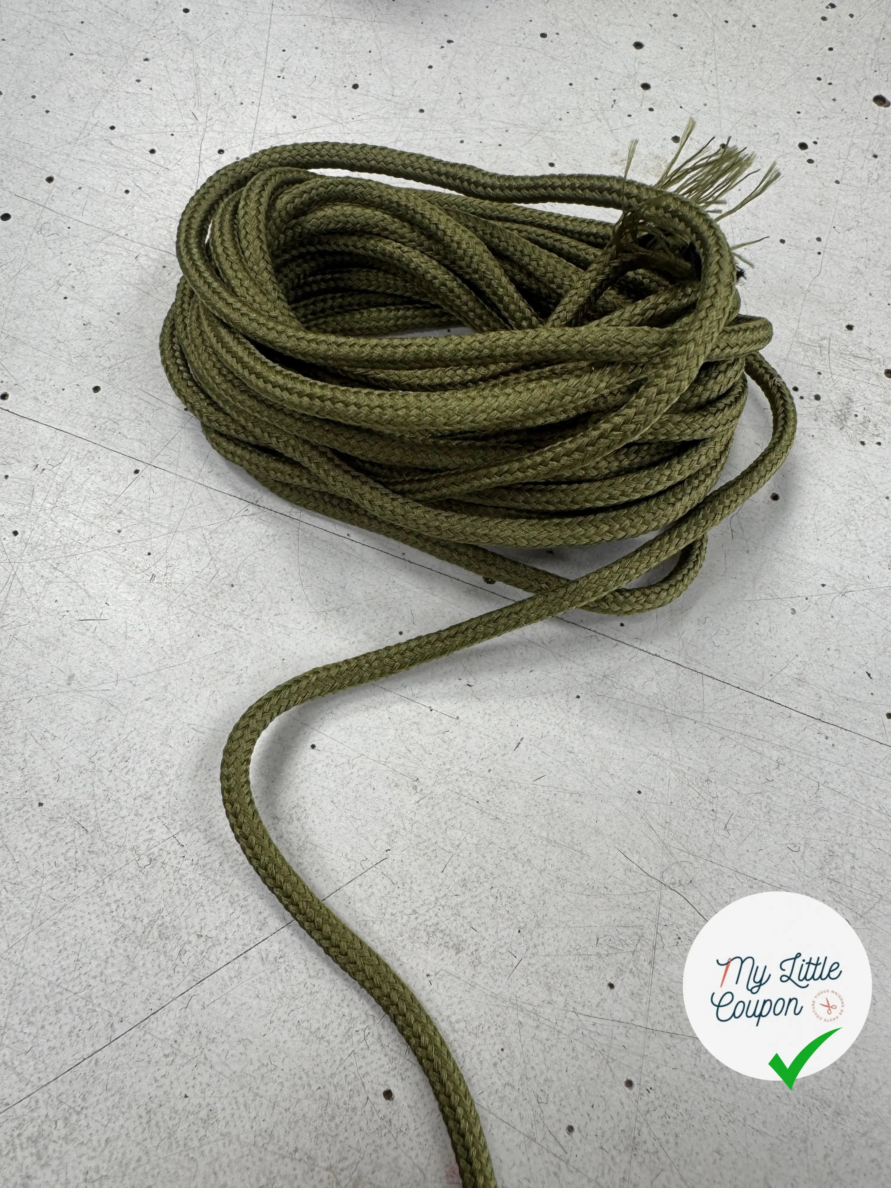 CORDON TRESSÉ ROND KAKI 4mm - My Little Coupon