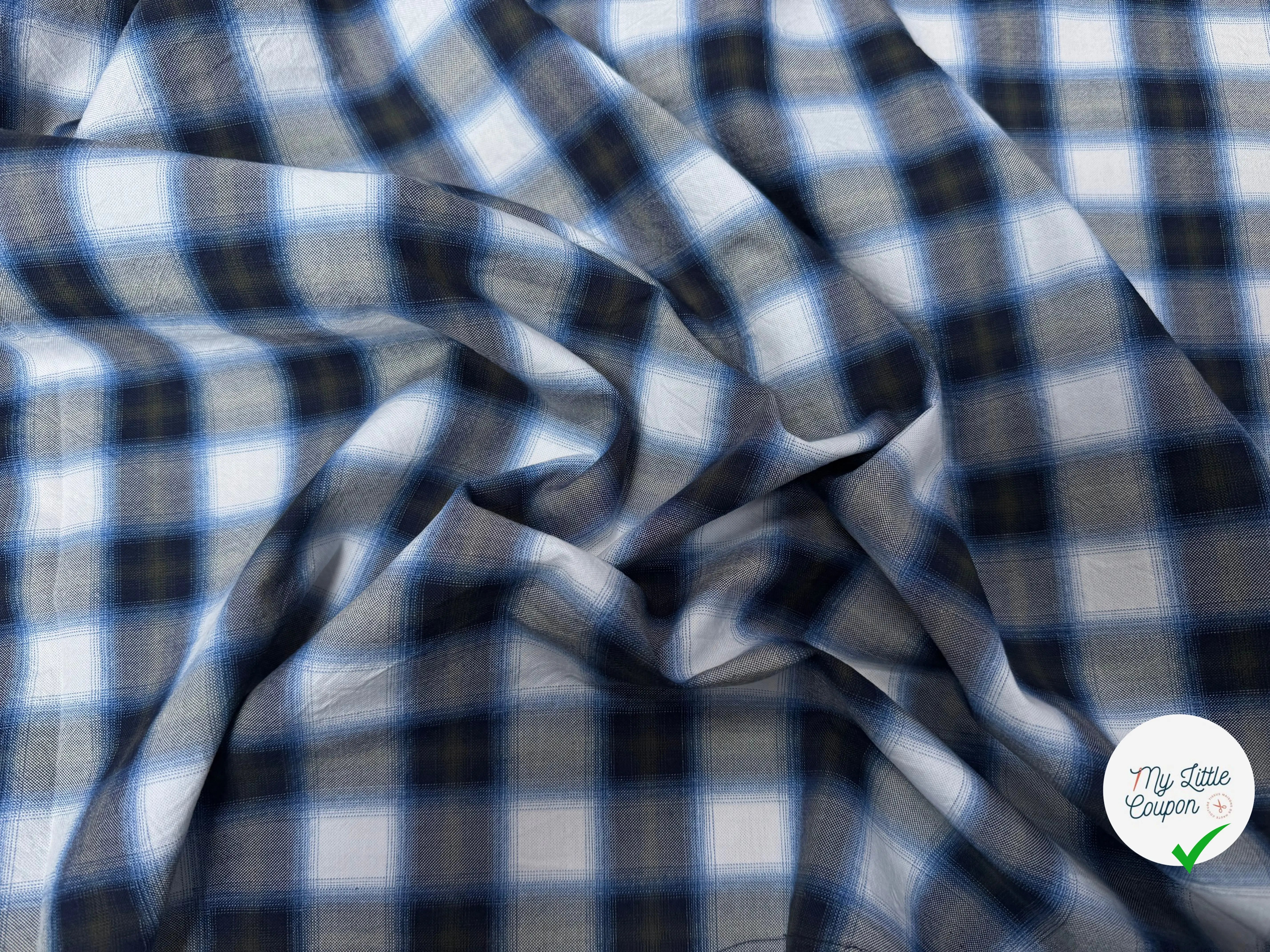 COTON A CARREAUX BLANC BLEU ET GRIS - My Little Coupon