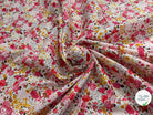 COTON À FLEURS FOND BLANC ROSE ORANGE - My Little Coupon