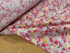 COTON À FLEURS FOND BLANC ROSE ORANGE - My Little Coupon
