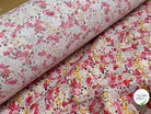 COTON À FLEURS FOND BLANC ROSE ORANGE - My Little Coupon