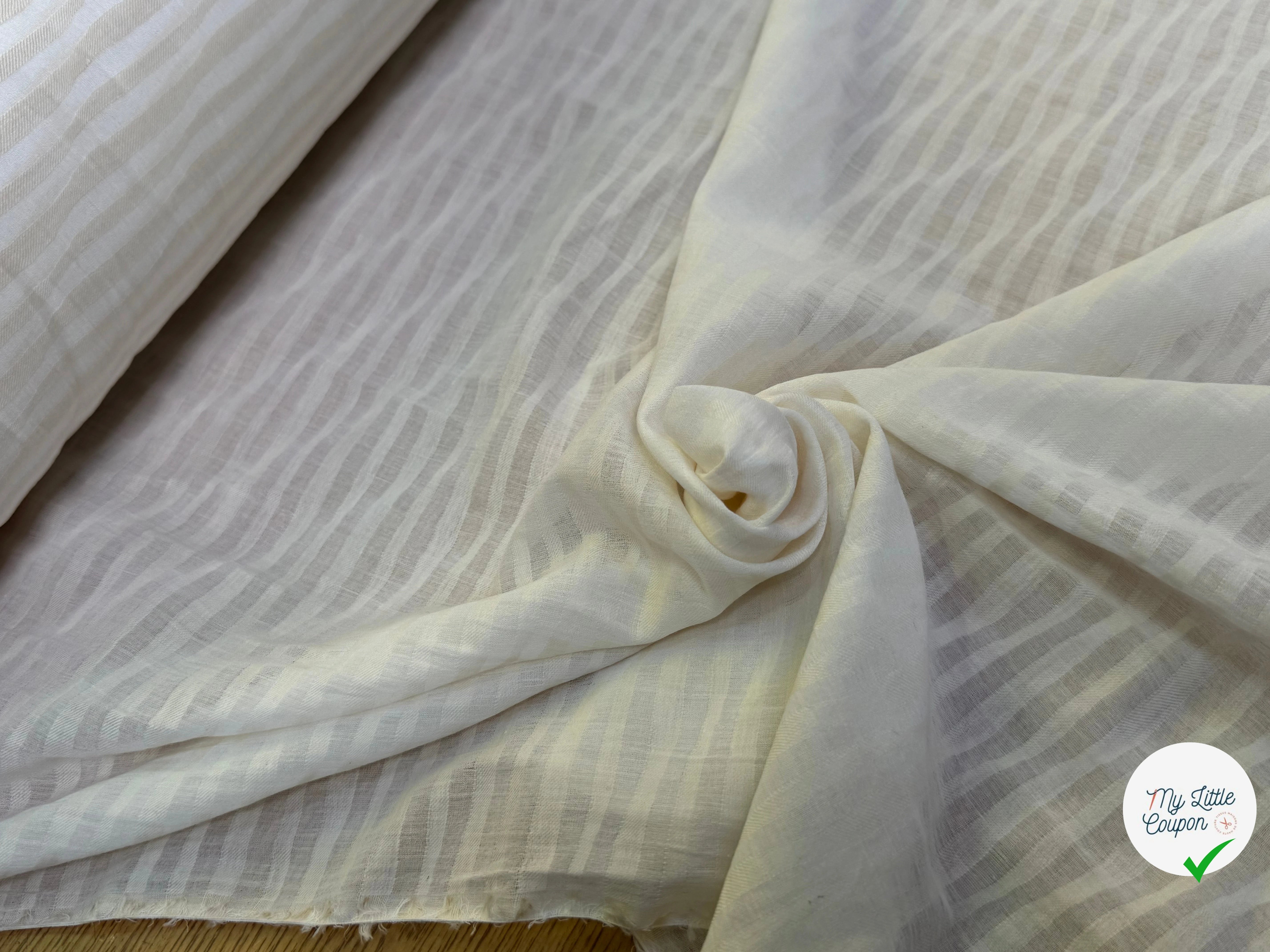COTON À RAYURES SUR VOILE FLUIDE ÉCRU ULTRA BEAU - My Little Coupon