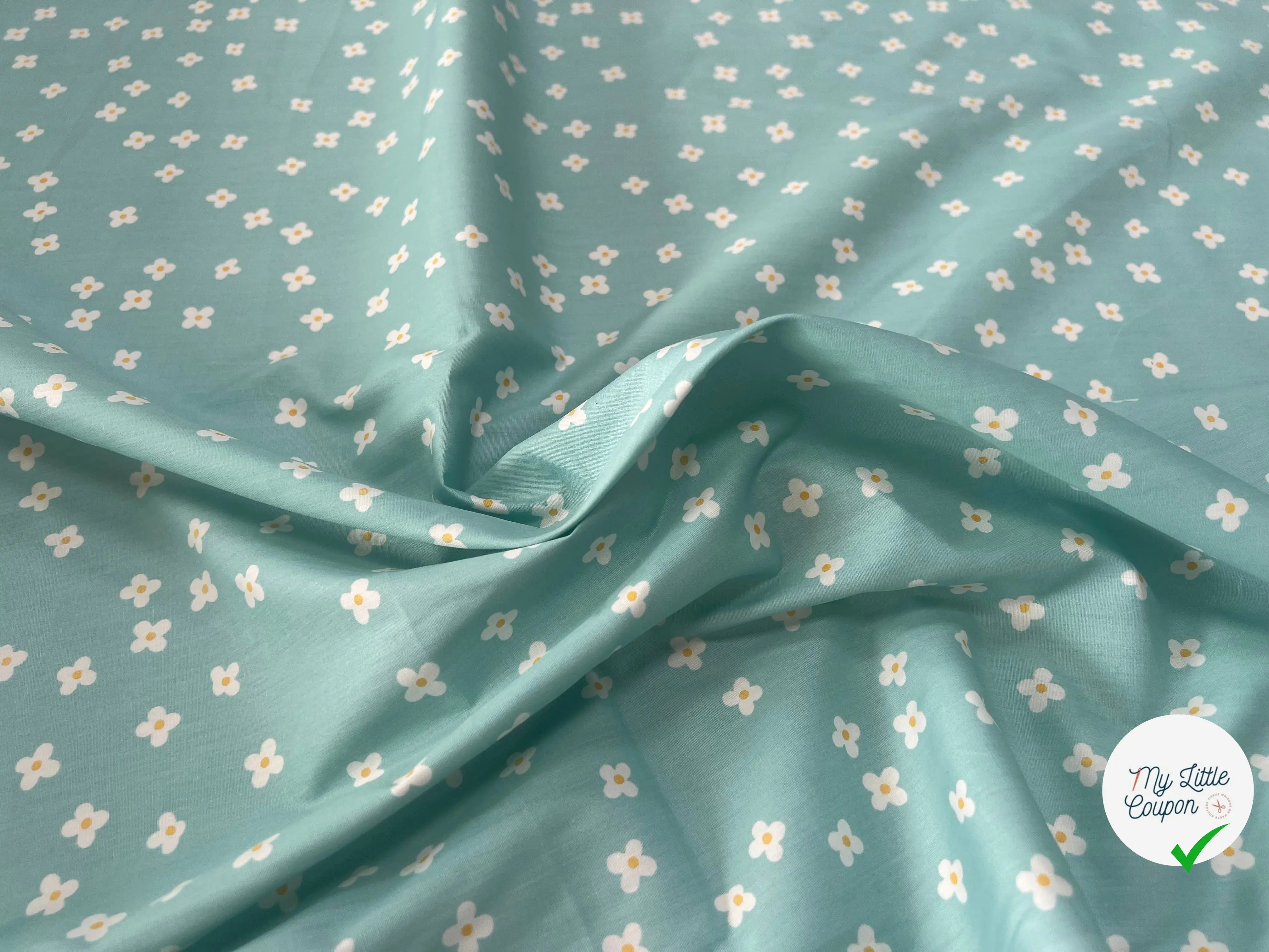 COTON BÉBÉ 120 FILS FLEURS FOND BLEU - My Little Coupon