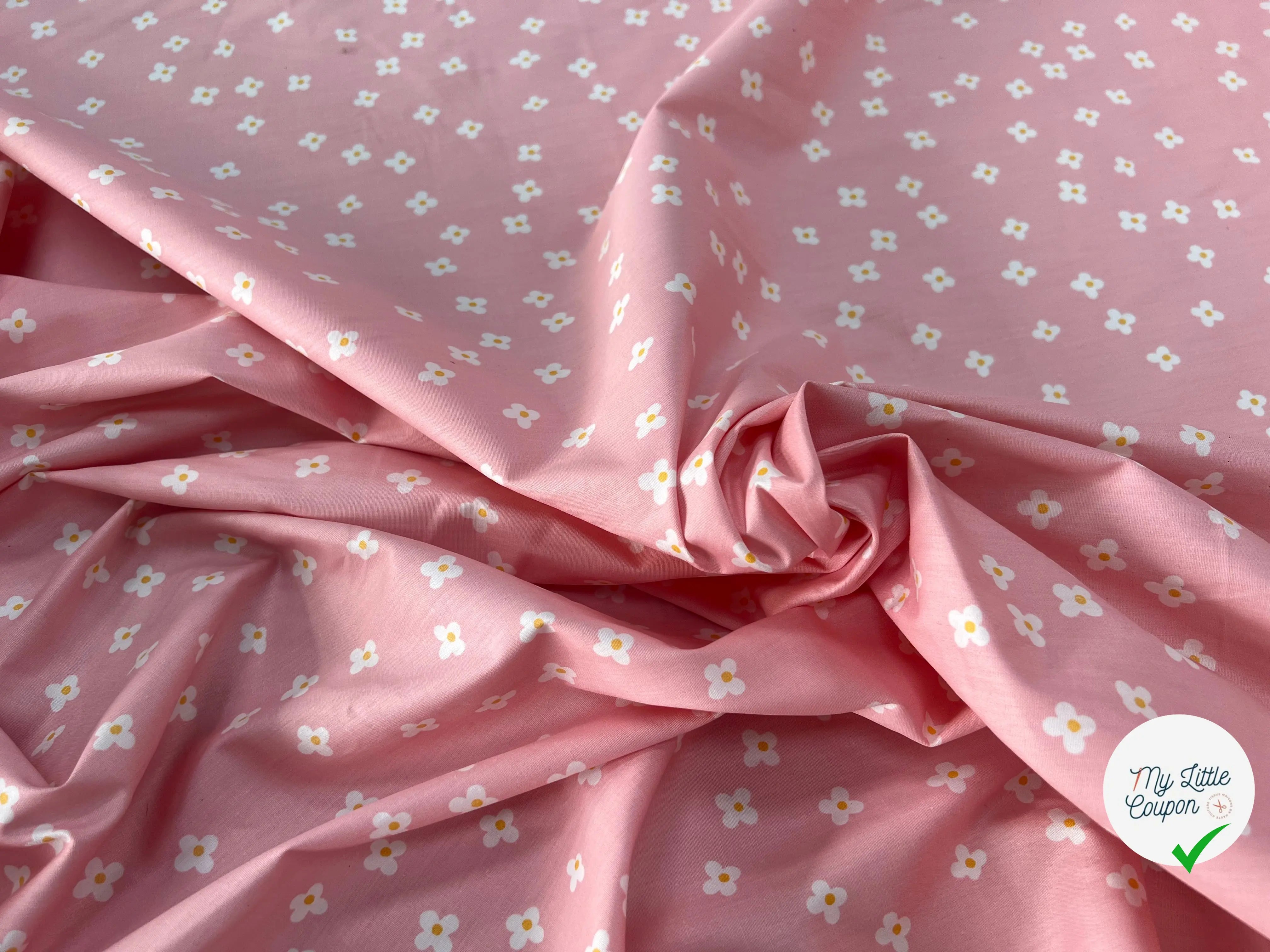 COTON BÉBÉ 120 FILS FLEURS FOND ROSE - My Little Coupon