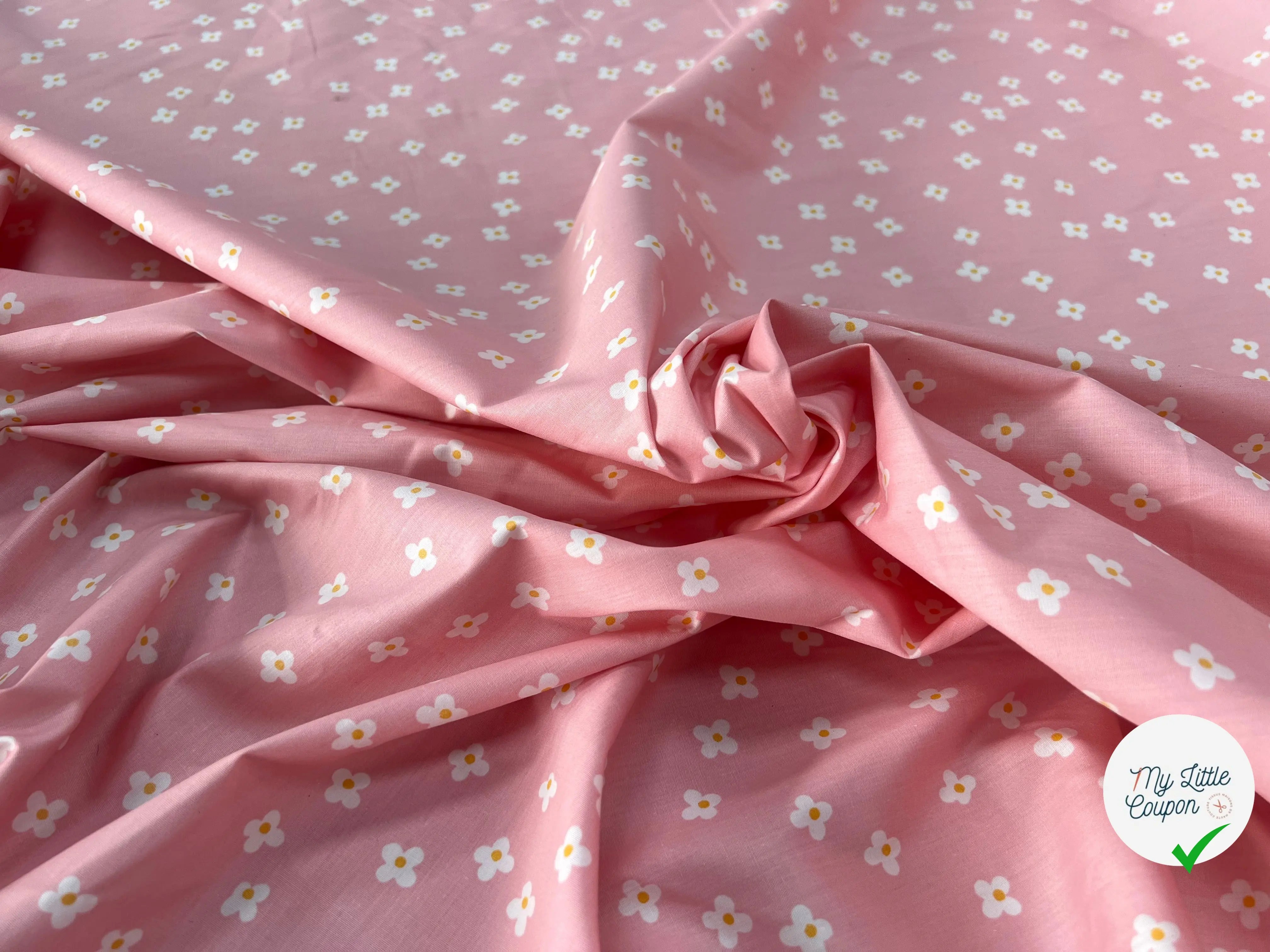 COTON BÉBÉ 120 FILS FLEURS FOND ROSE - My Little Coupon