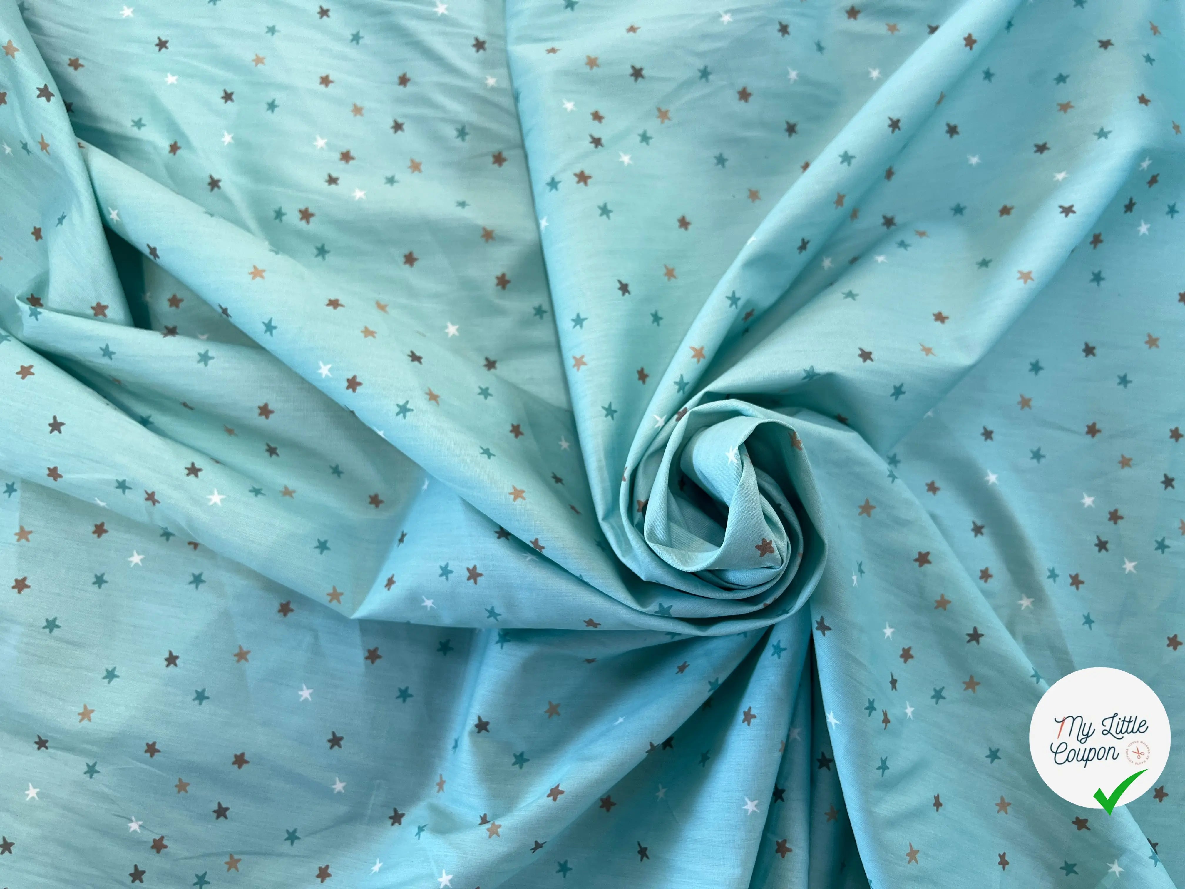 COTON BÉBÉ 120 FILS ROSE MOTIF ETOILE BLEU - My Little Coupon
