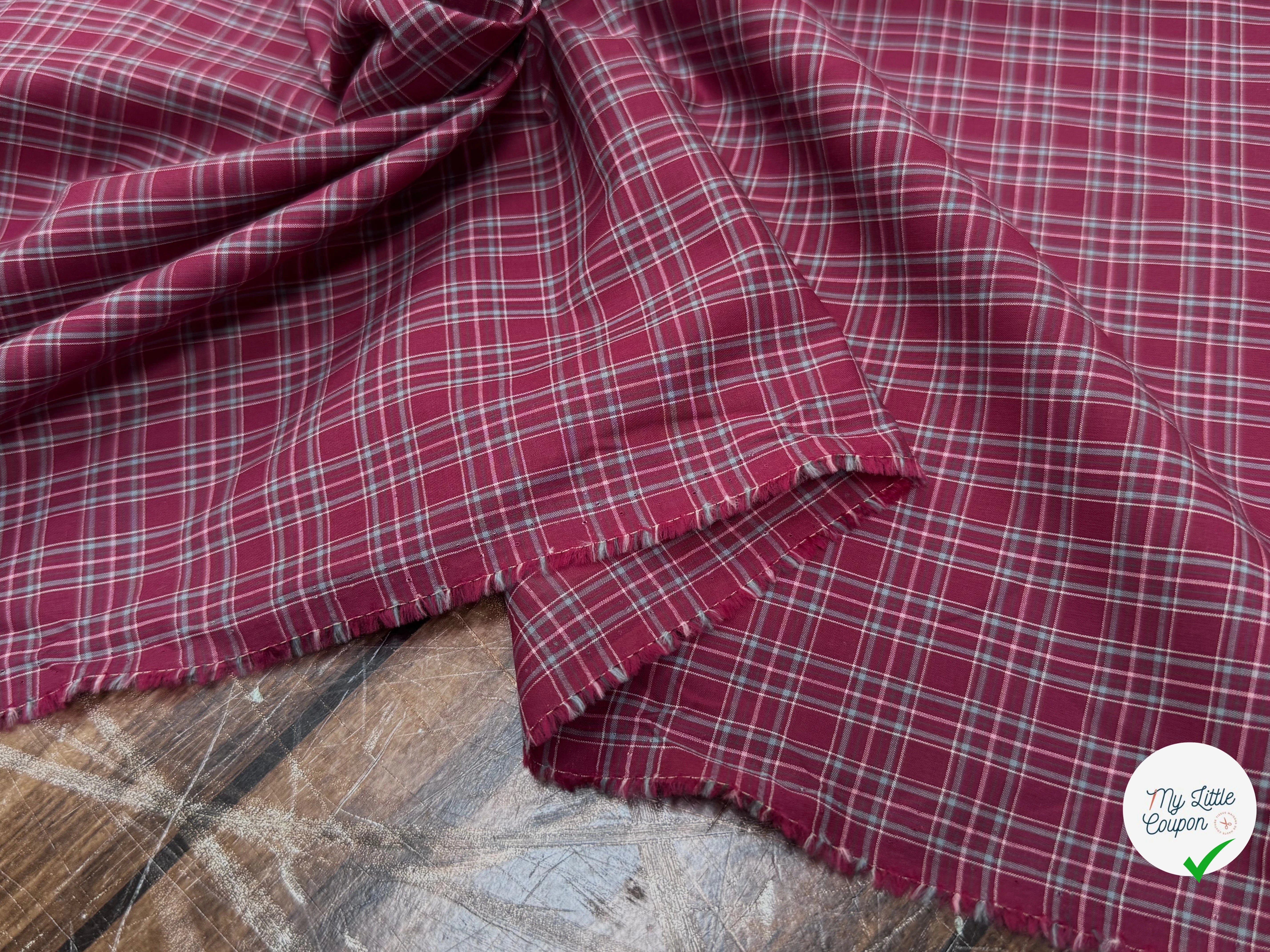COTON CHEMISE  À CARREAUX BORDEAUX - My Little Coupon