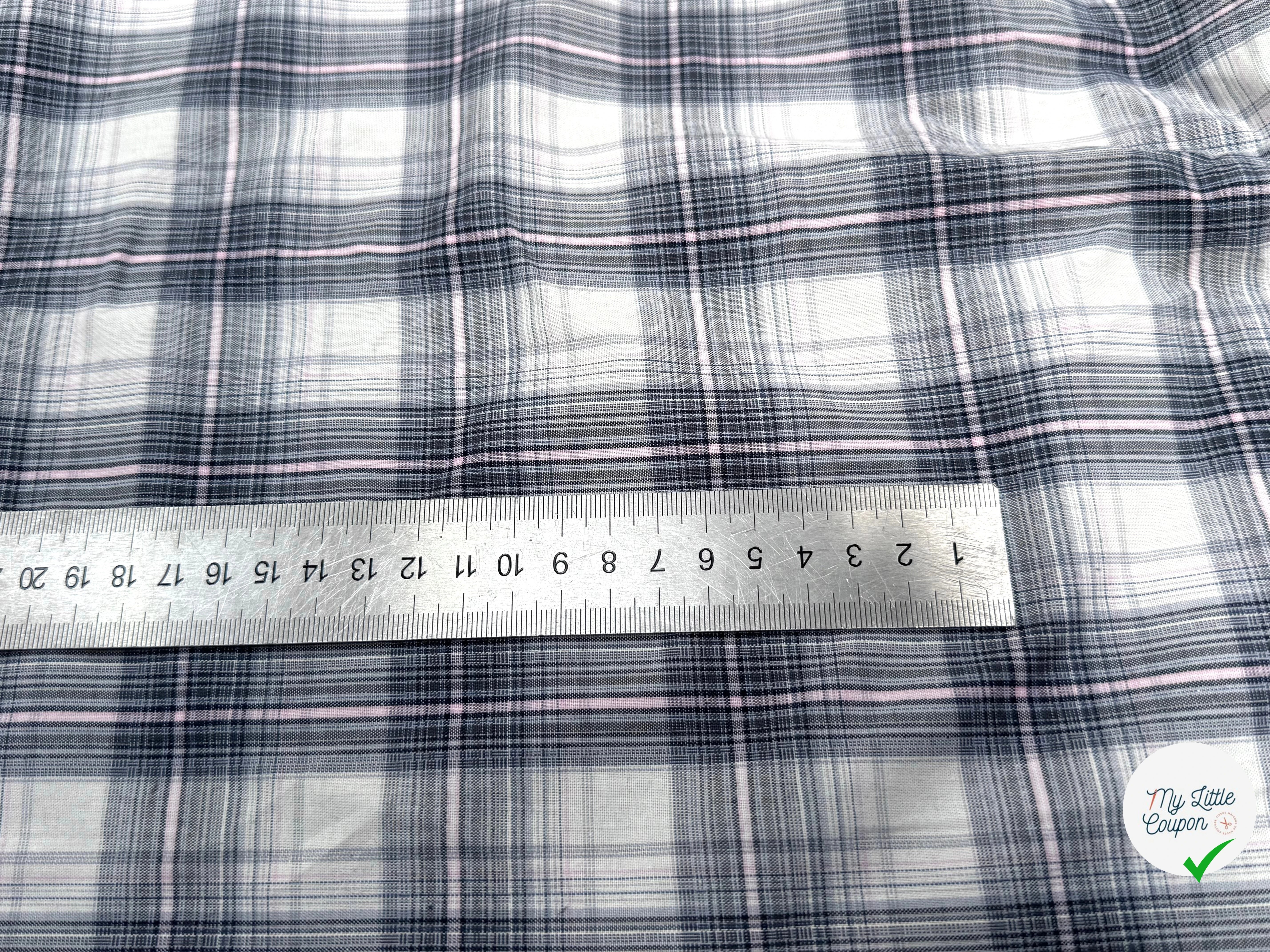 COTON CHEMISE À CARREAUX FINE RAYURES MULTICOLORS BLEU GRIS ROSE - My Little Coupon