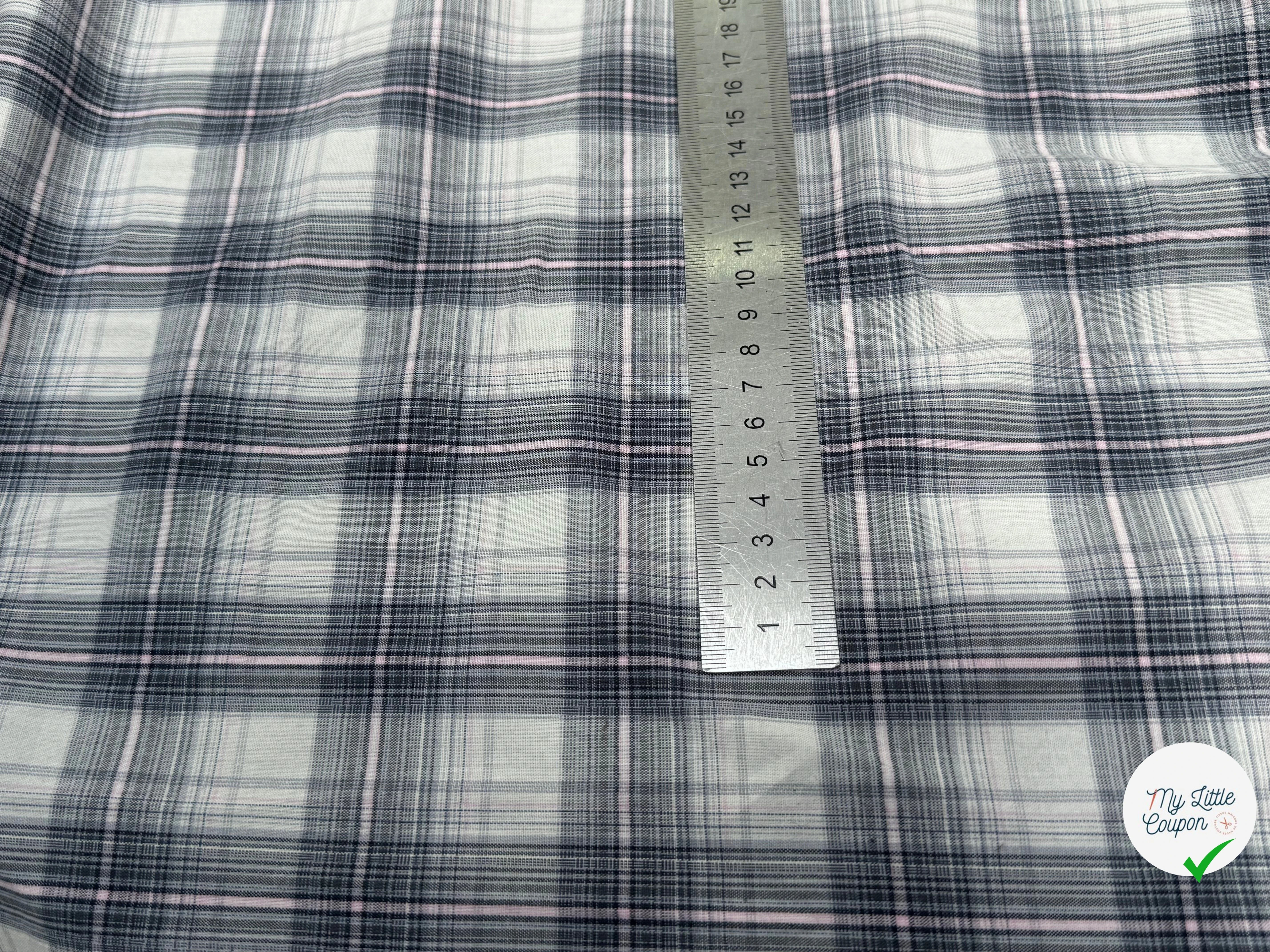 COTON CHEMISE À CARREAUX FINE RAYURES MULTICOLORS BLEU GRIS ROSE - My Little Coupon