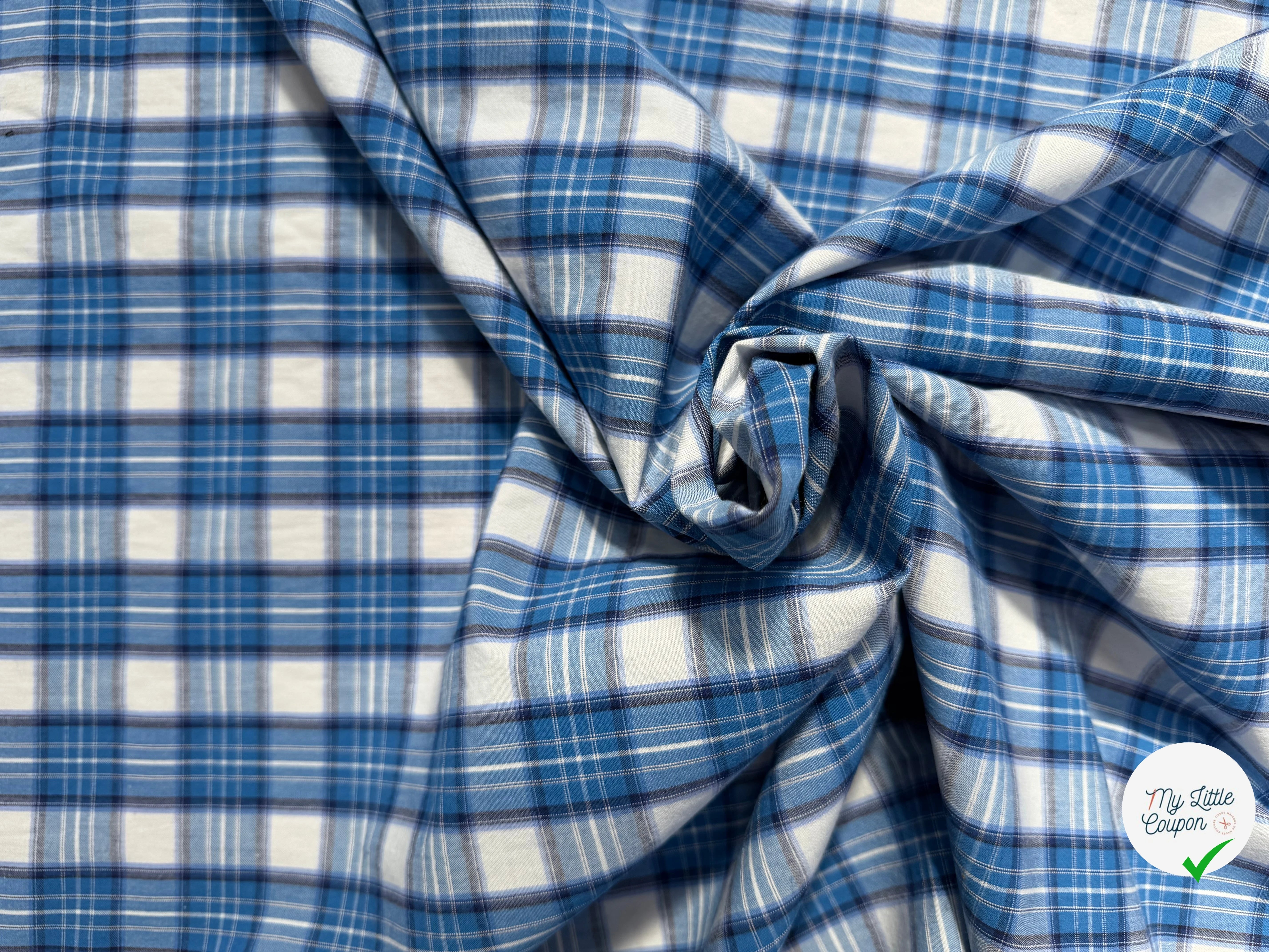 COTON CHEMISE CARREAUX DIVERS BLEU - My Little Coupon