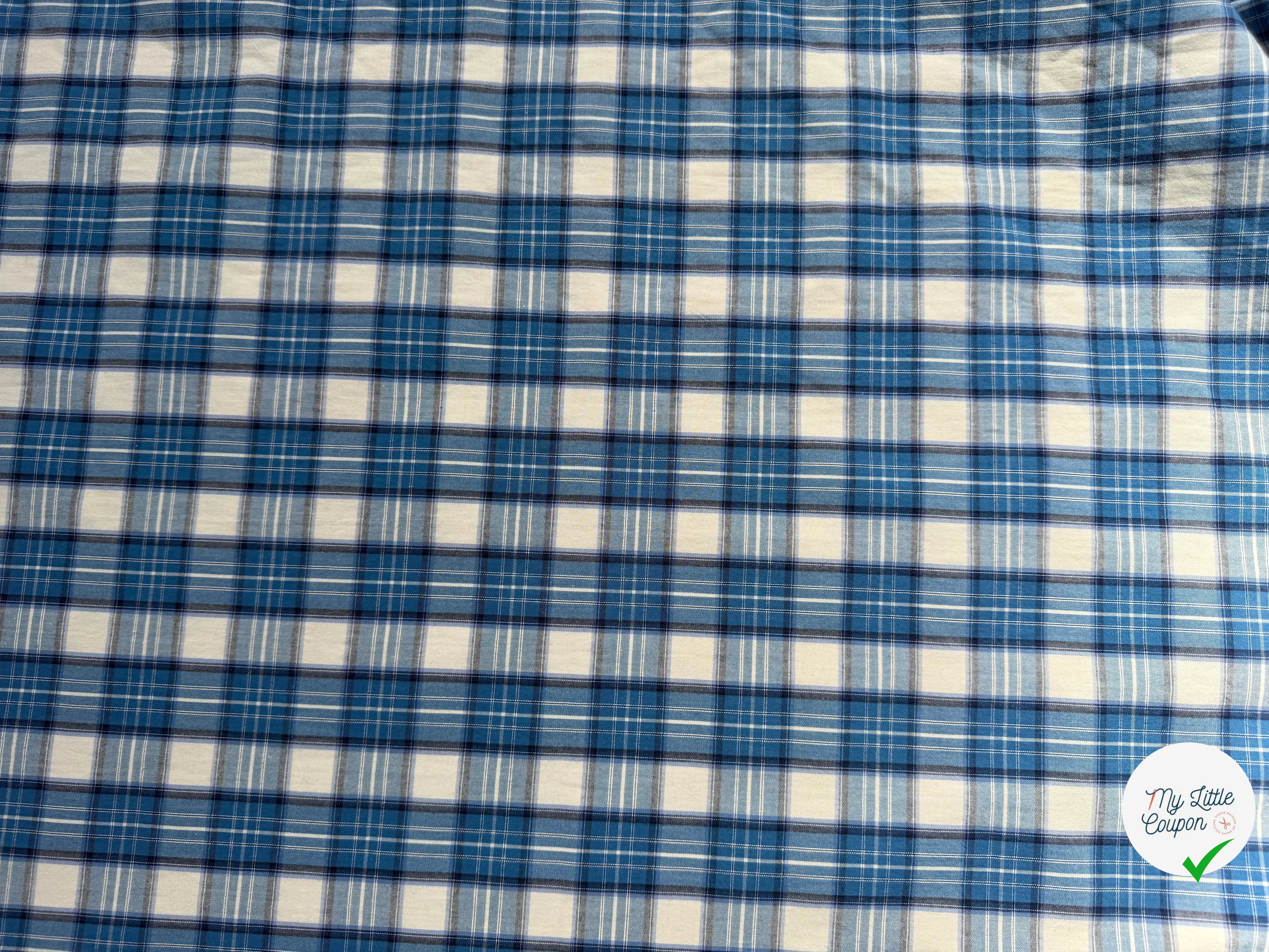 COTON CHEMISE CARREAUX DIVERS BLEU - My Little Coupon