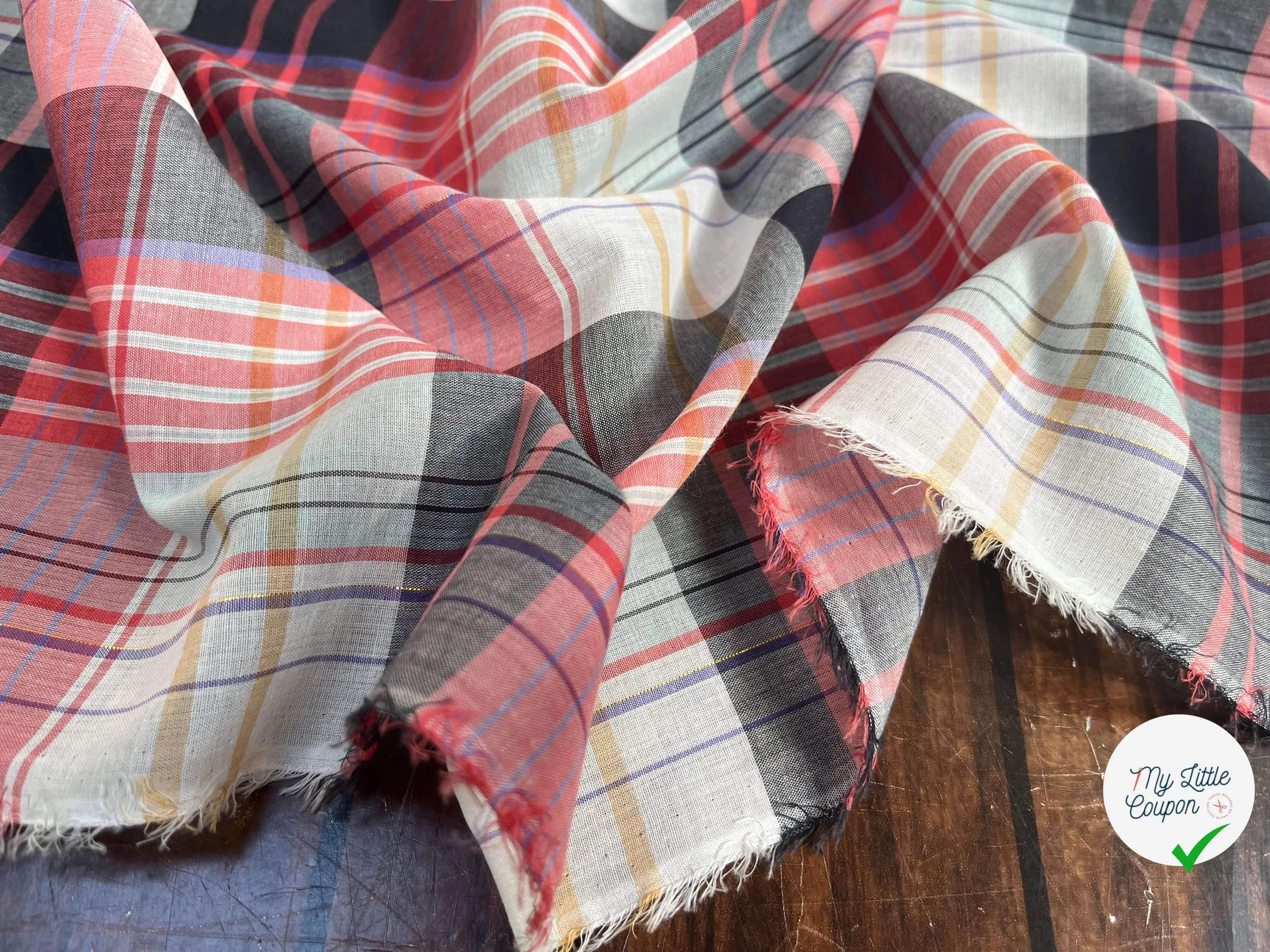 COTON CHEMISE CARREAUX ROUGE MULTICOLORE - My Little Coupon