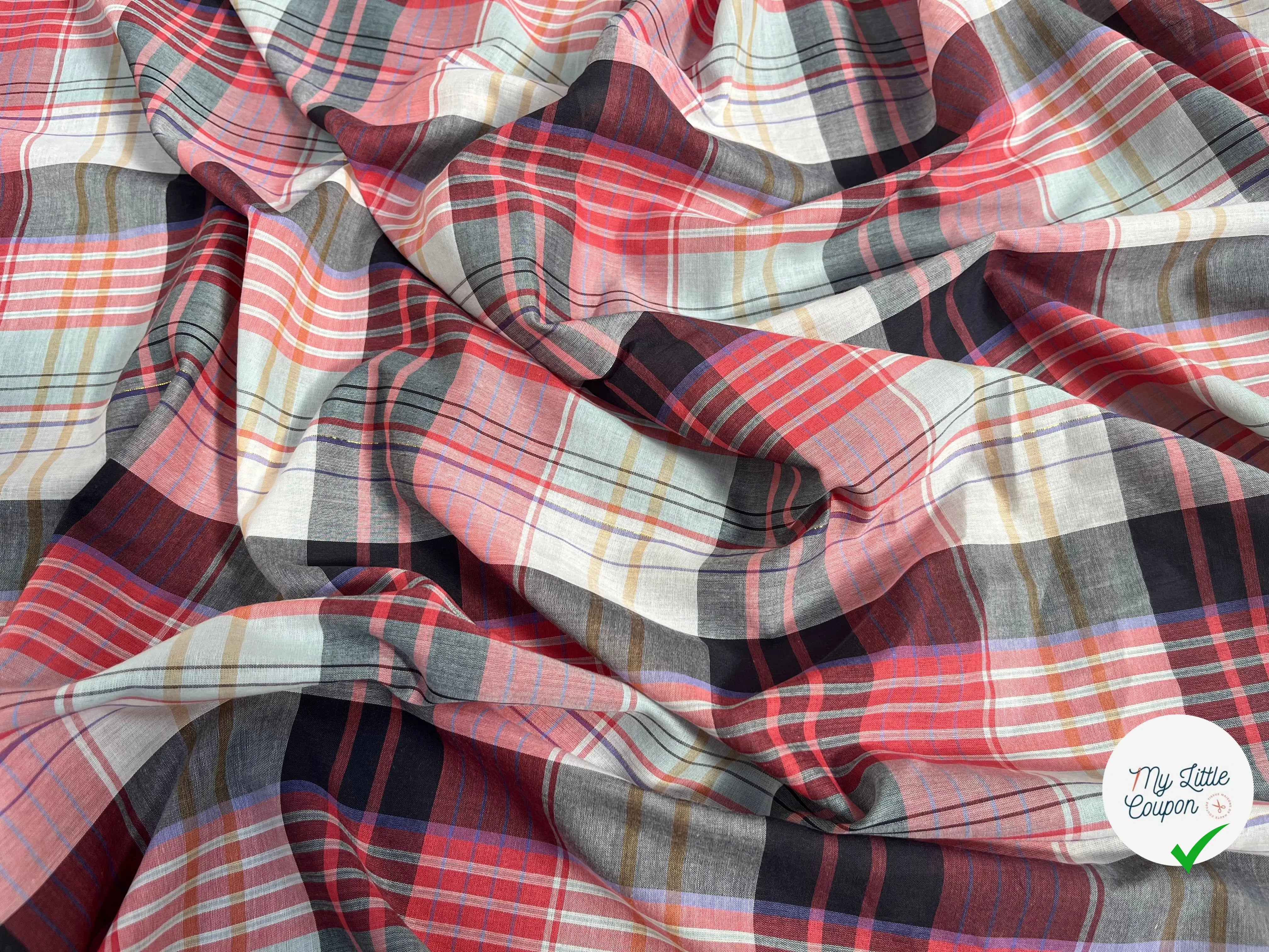 COTON CHEMISE CARREAUX ROUGE MULTICOLORE - My Little Coupon