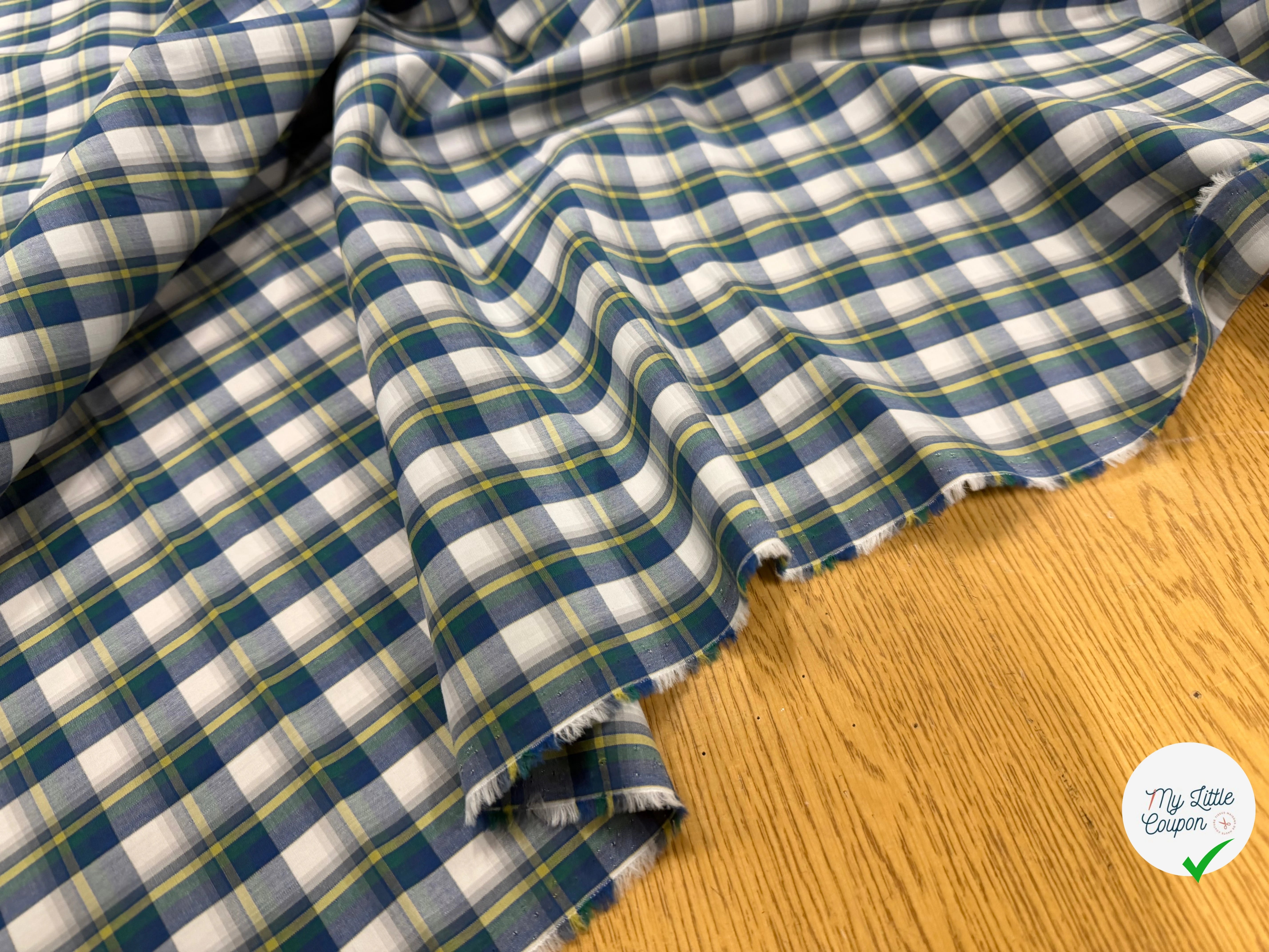 COTON CHEMISE CARREAUX VERT JAUNE - My Little Coupon