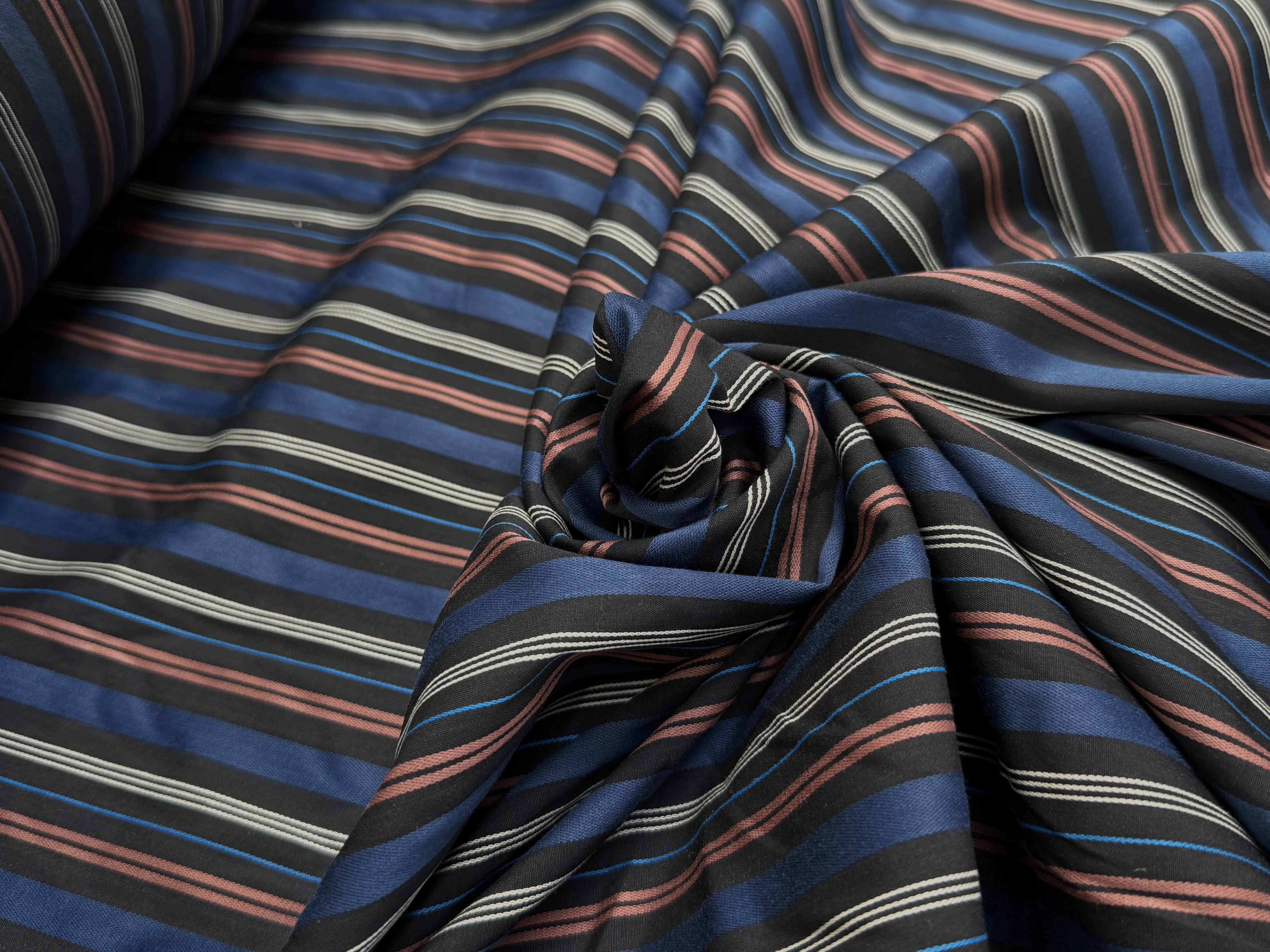 COTON CHEMISE CHIC RAYURES MULTICOLOR BLEU NOIR - My Little Coupon