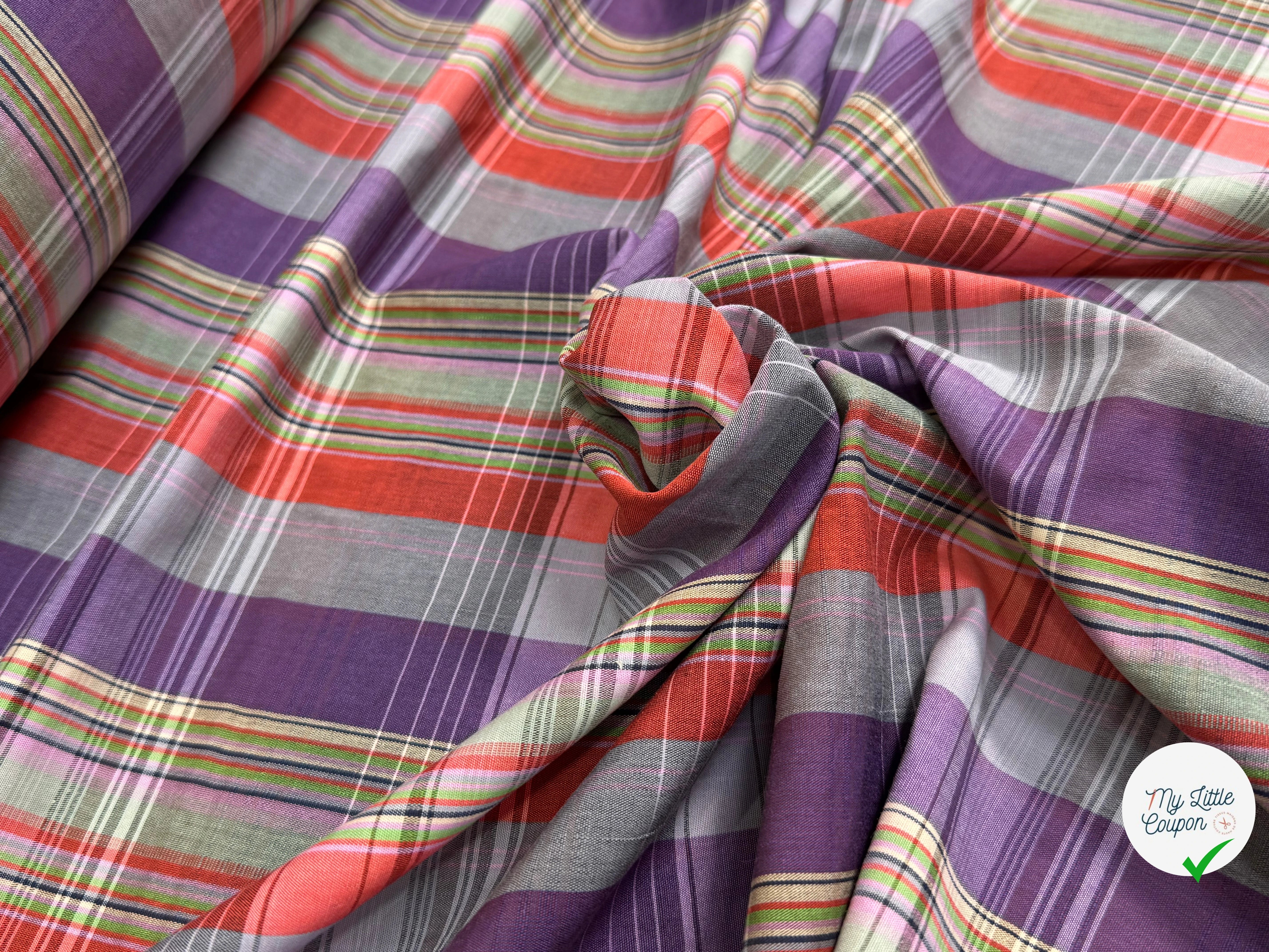COTON CHEMISE CHIC RAYURES MULTICOLOR GRIS VIOLET - My Little Coupon