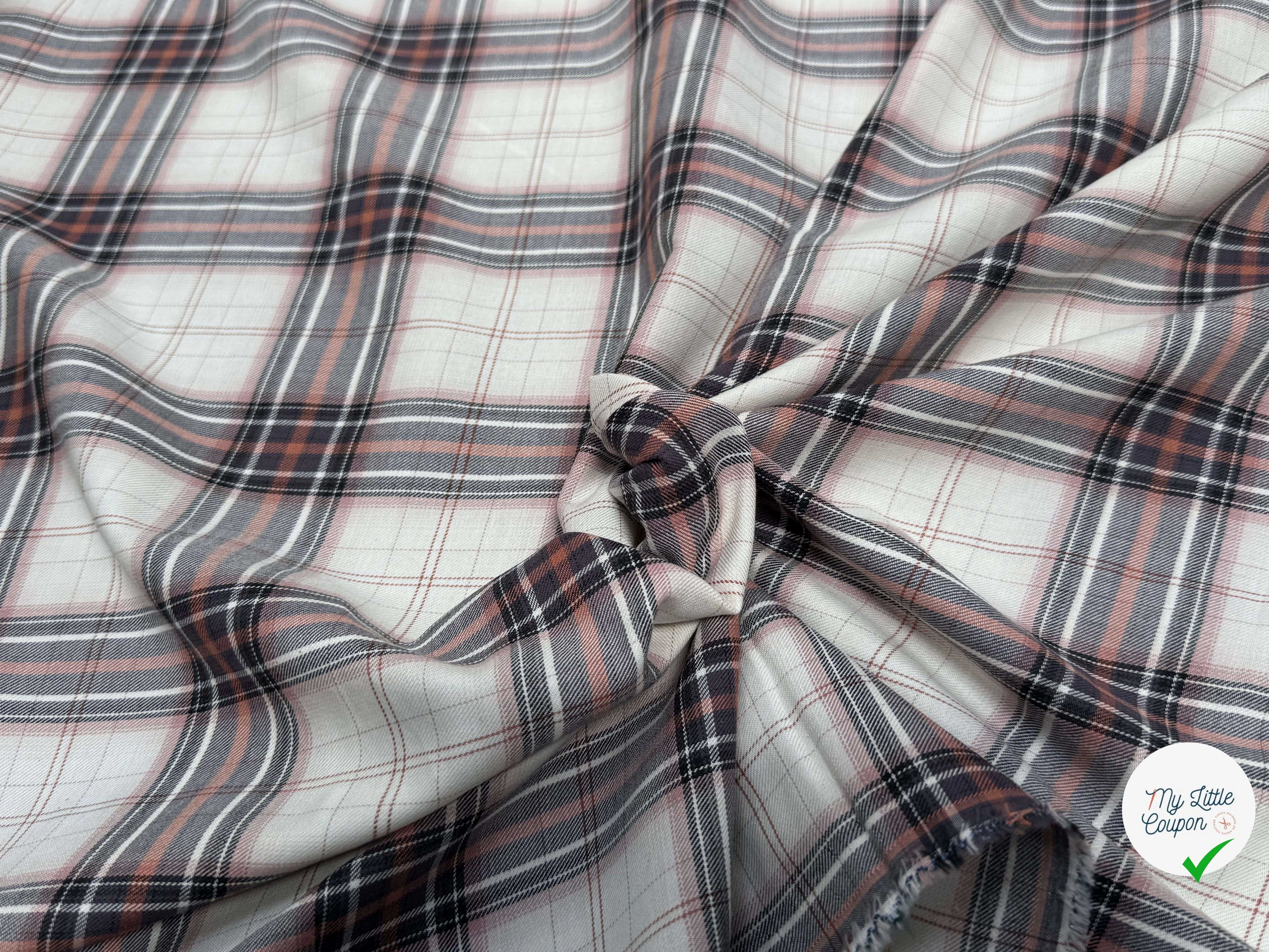 COTON CHEMISE DUVETEUX ÉCRU À CARREAUX MULTICOLORS - My Little Coupon