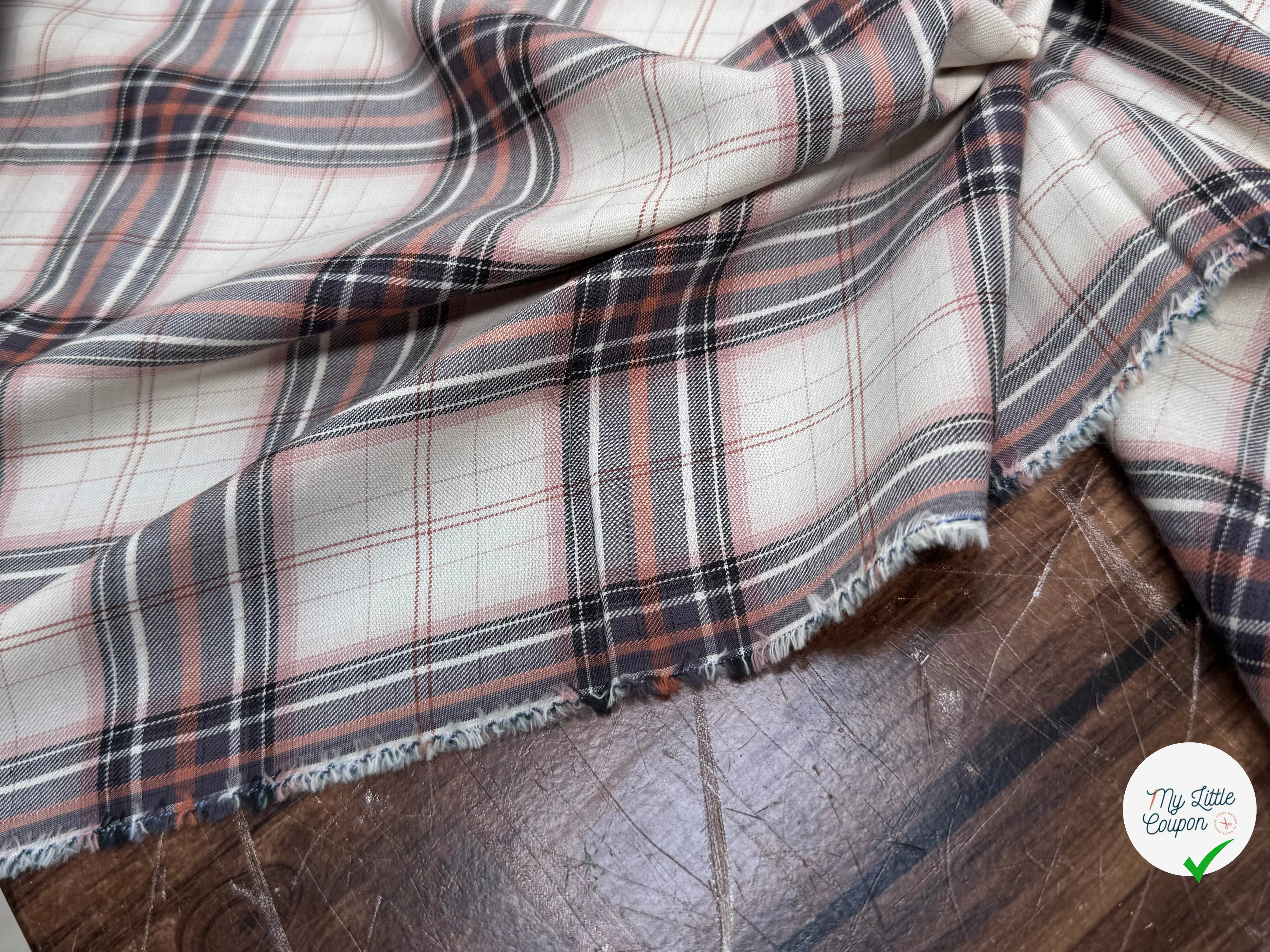 COTON CHEMISE DUVETEUX ÉCRU À CARREAUX MULTICOLORS - My Little Coupon