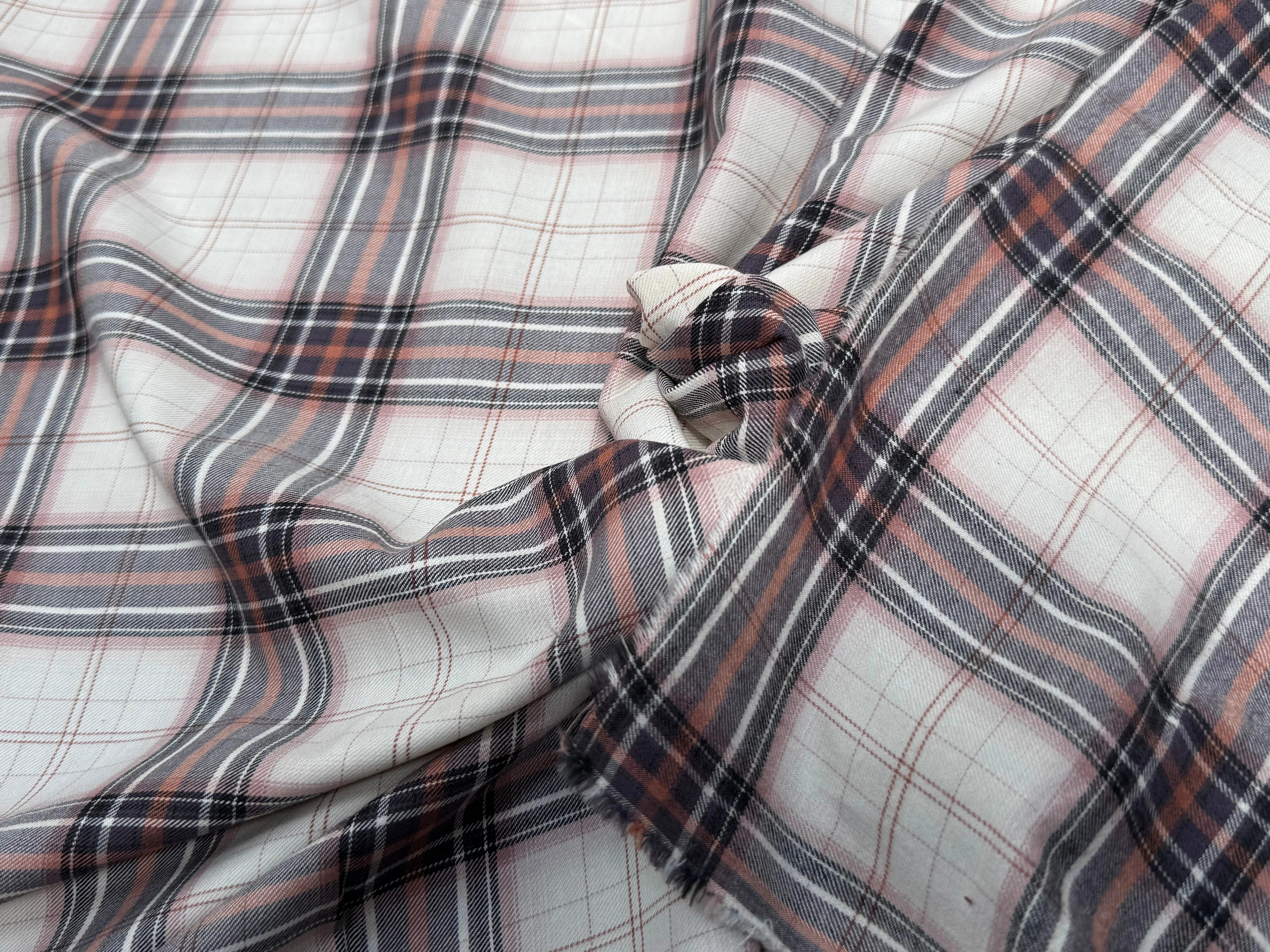 COTON CHEMISE DUVETEUX ÉCRU À CARREAUX MULTICOLORS - My Little Coupon