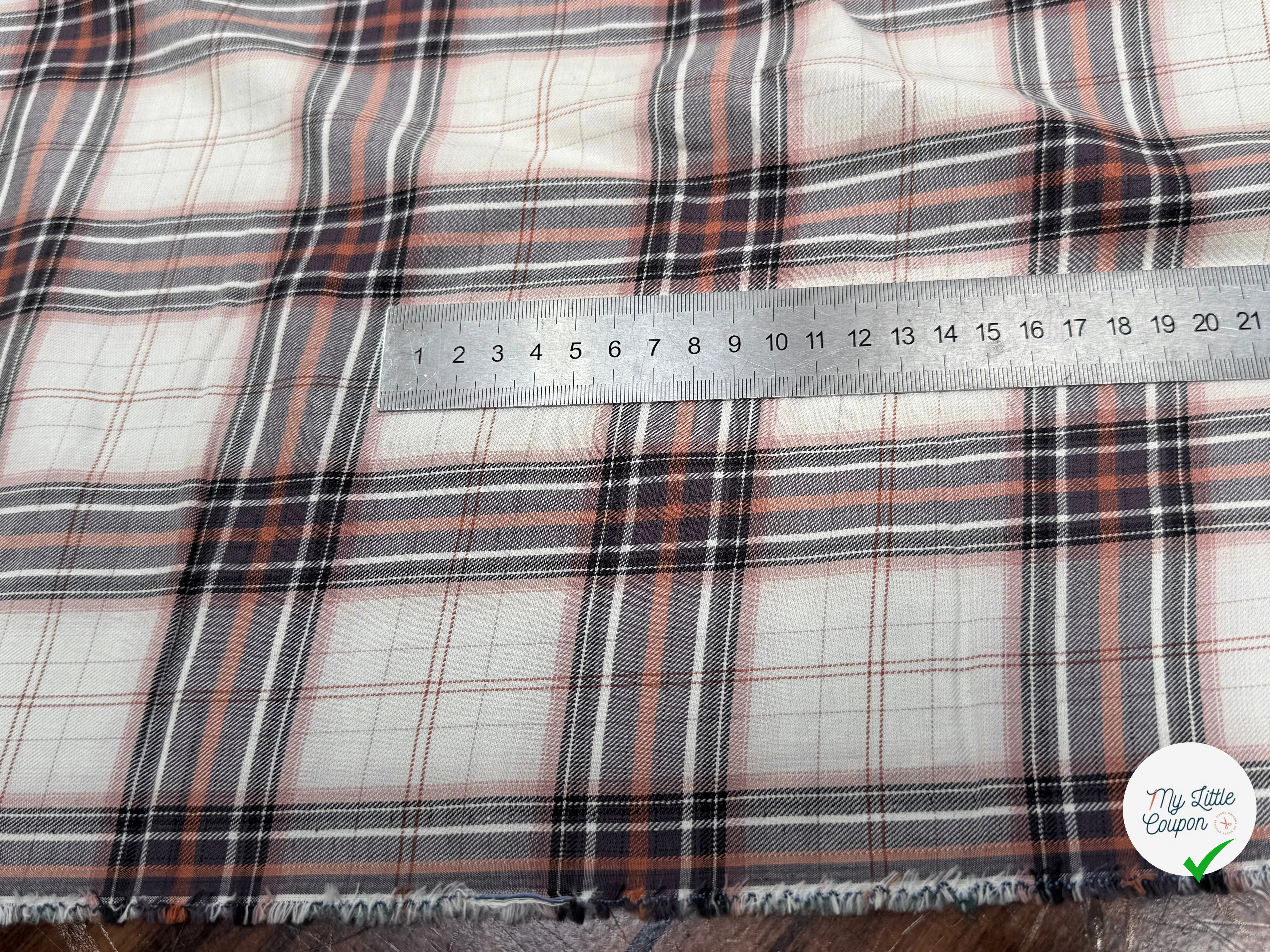 COTON CHEMISE DUVETEUX ÉCRU À CARREAUX MULTICOLORS - My Little Coupon