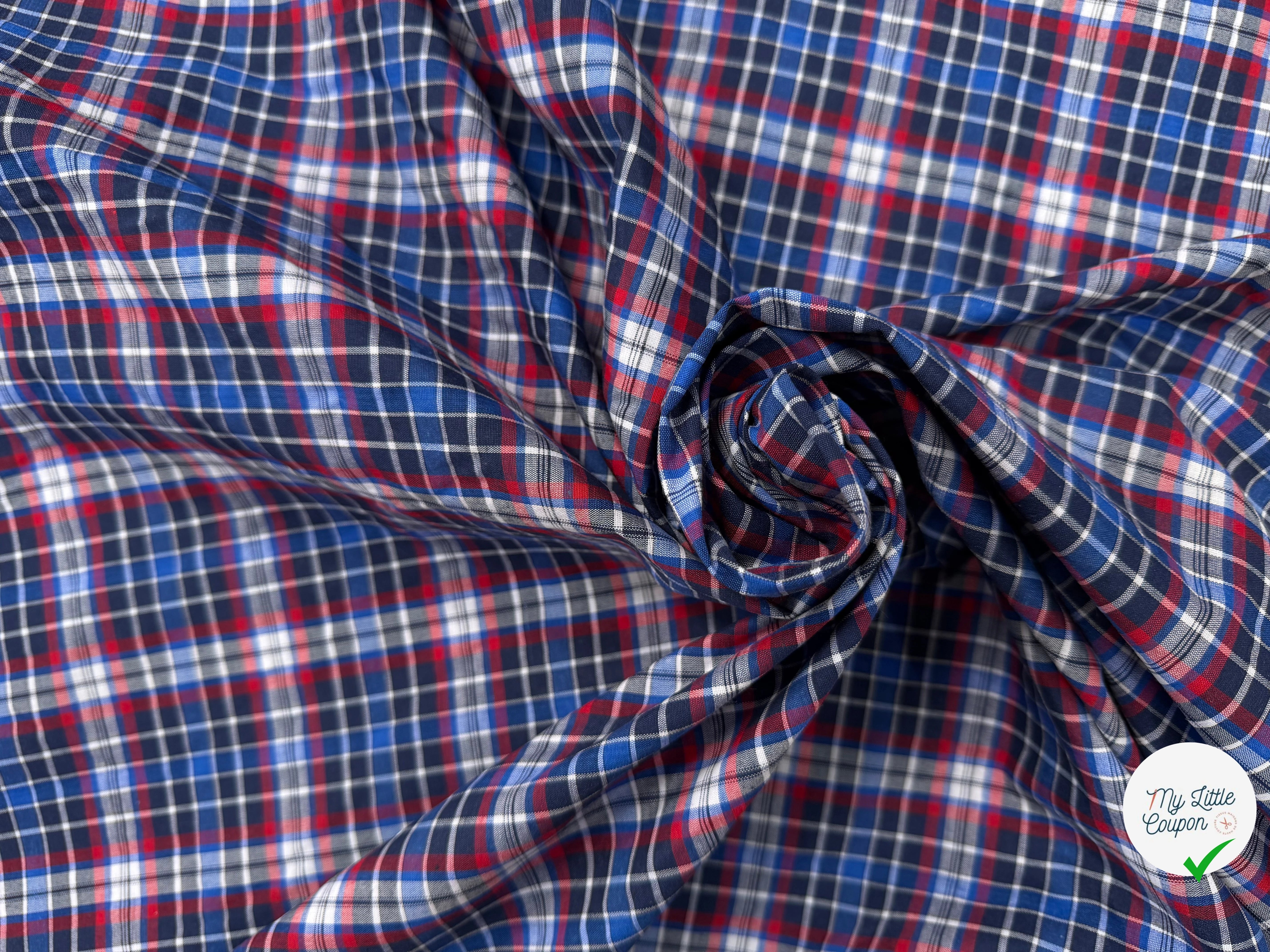 COTON CHEMISE ECOSSAIS BLEU ROUGE - My Little Coupon