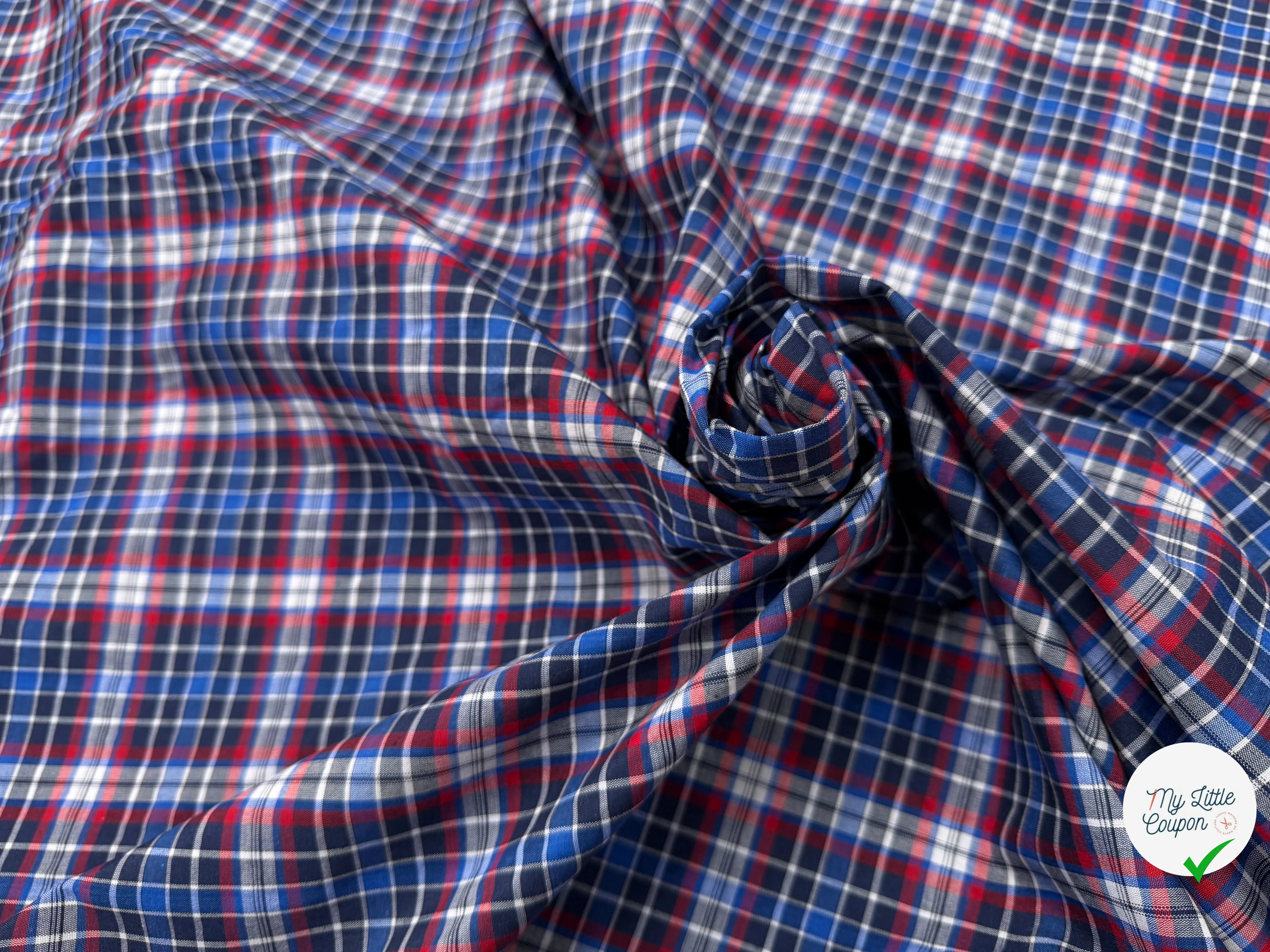 COTON CHEMISE ECOSSAIS BLEU ROUGE - My Little Coupon