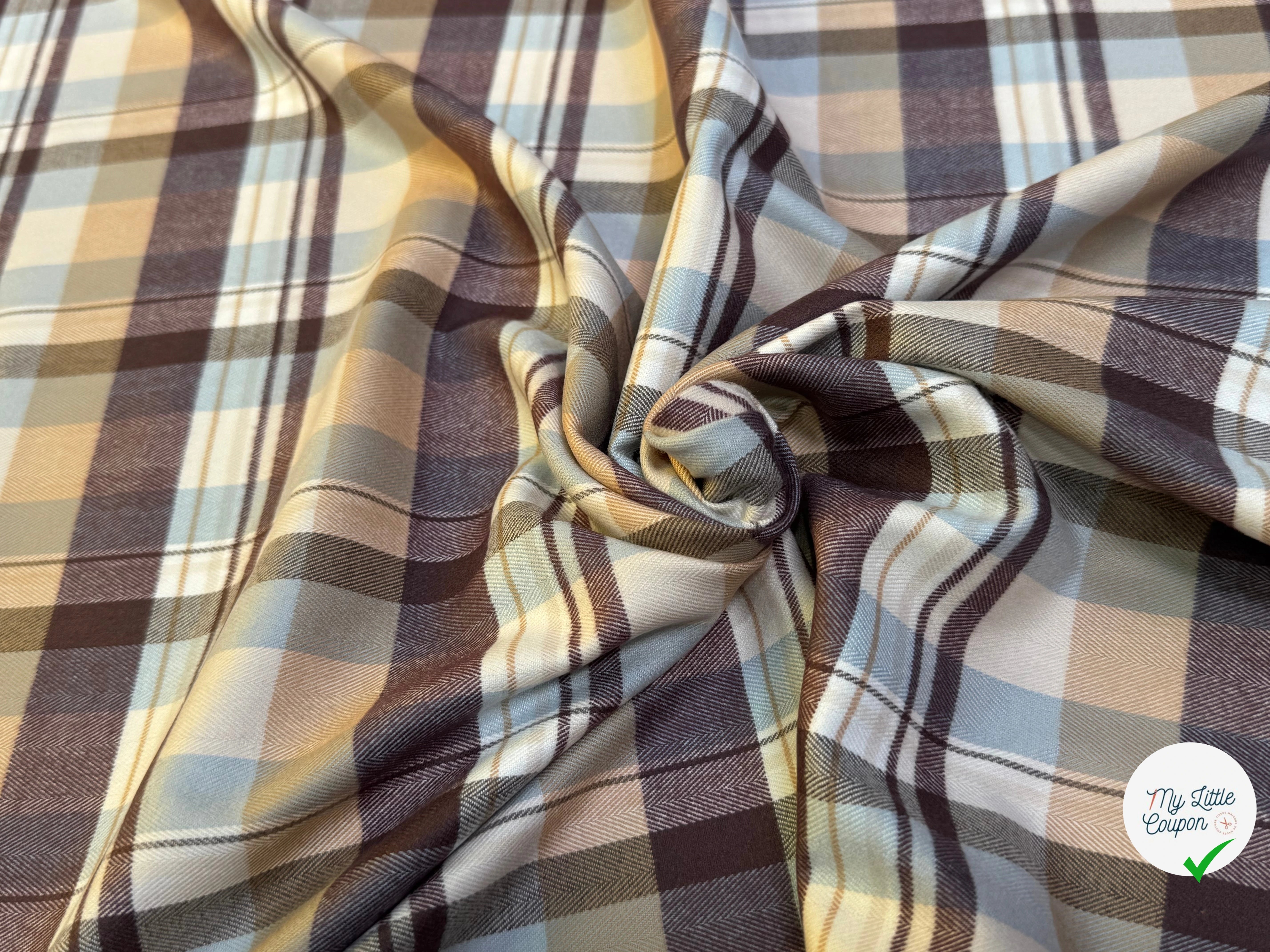 COTON CHEMISE FLANELLE DOUCE À CARREAUX COULEURS DU CIEL - My Little Coupon