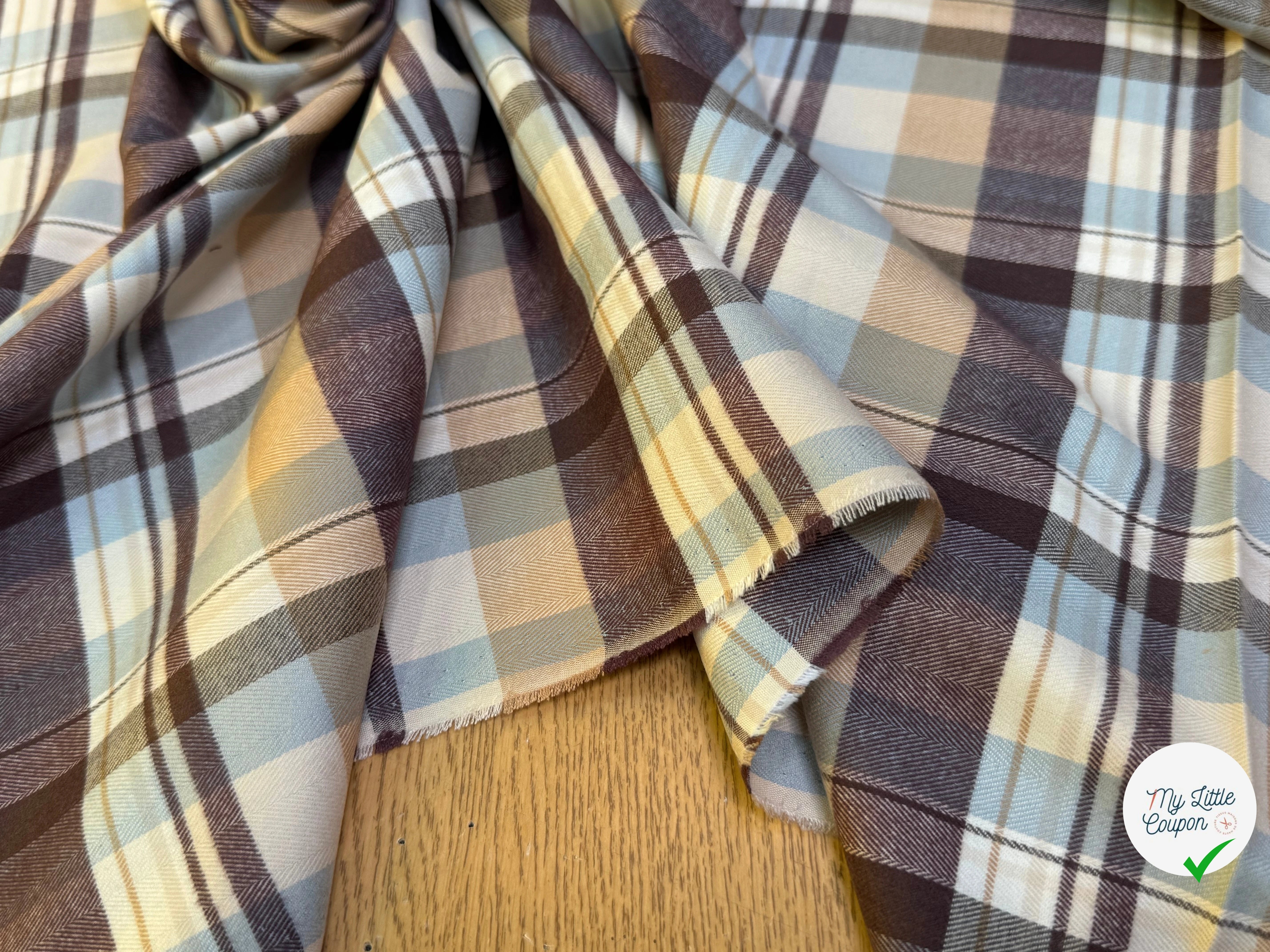 COTON CHEMISE FLANELLE DOUCE À CARREAUX COULEURS DU CIEL - My Little Coupon