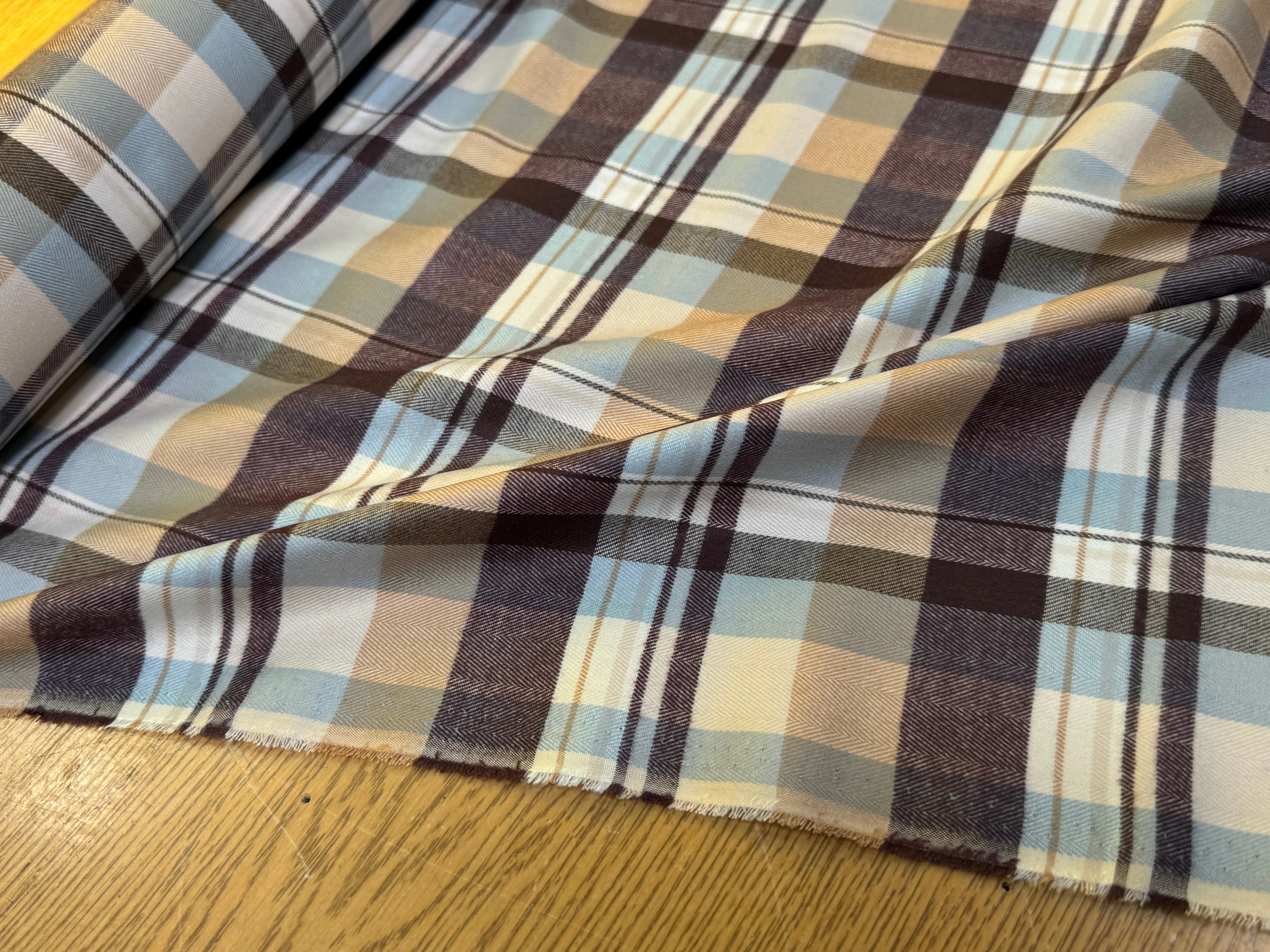 COTON CHEMISE FLANELLE DOUCE À CARREAUX COULEURS DU CIEL - My Little Coupon