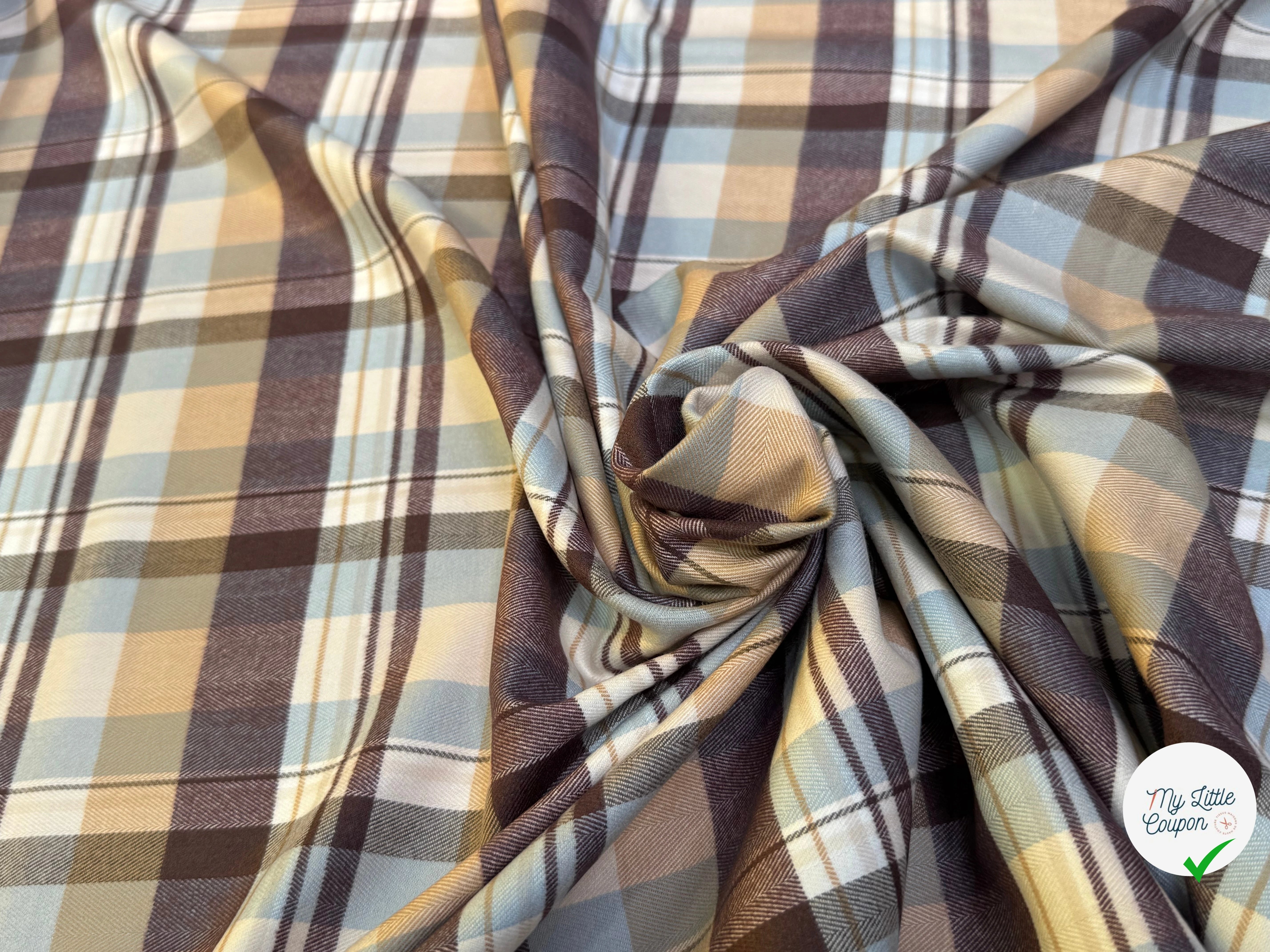 COTON CHEMISE FLANELLE DOUCE À CARREAUX COULEURS DU CIEL - My Little Coupon