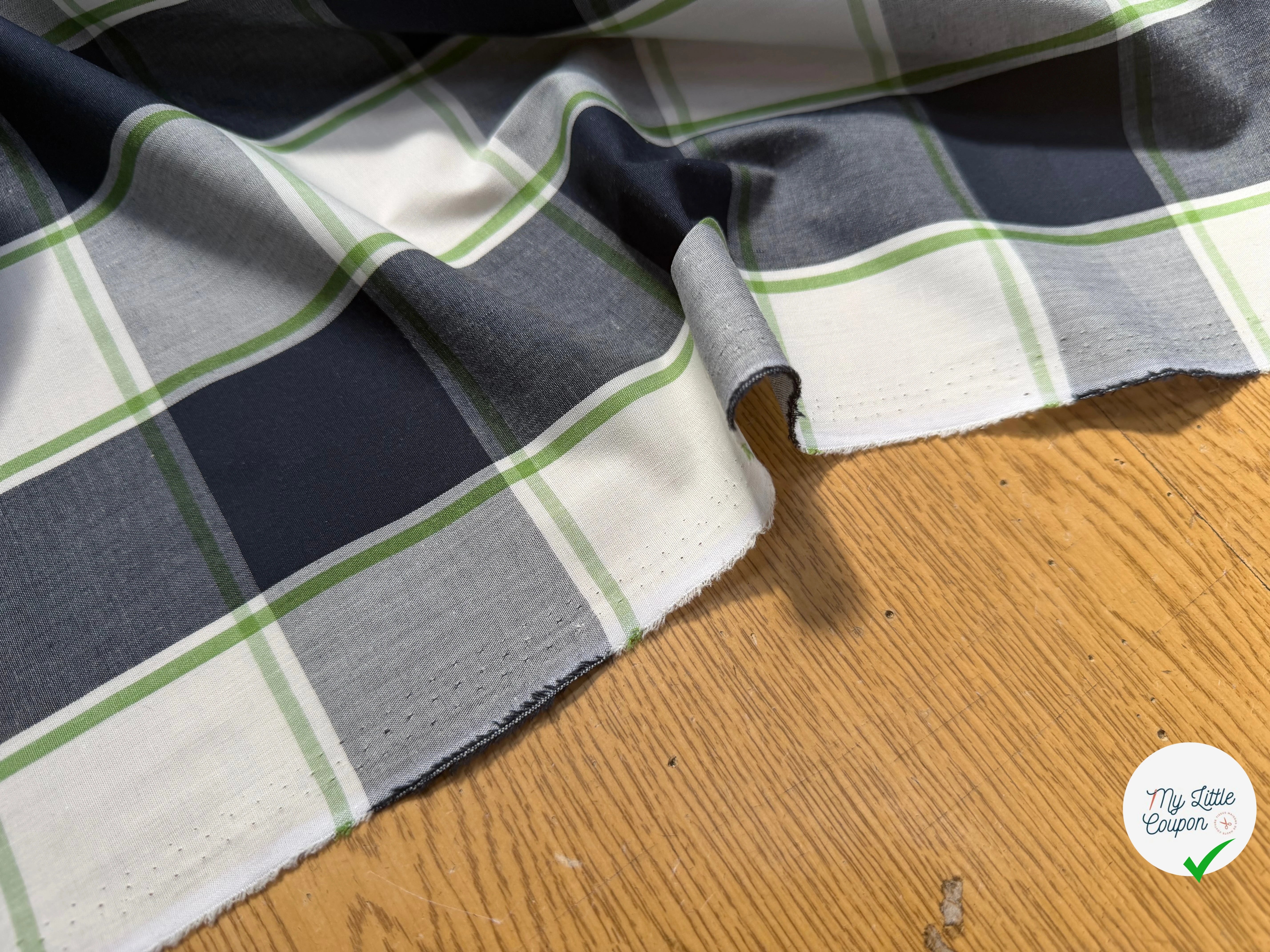 COTON CHEMISE GROS CARREAUX VERTS - My Little Coupon