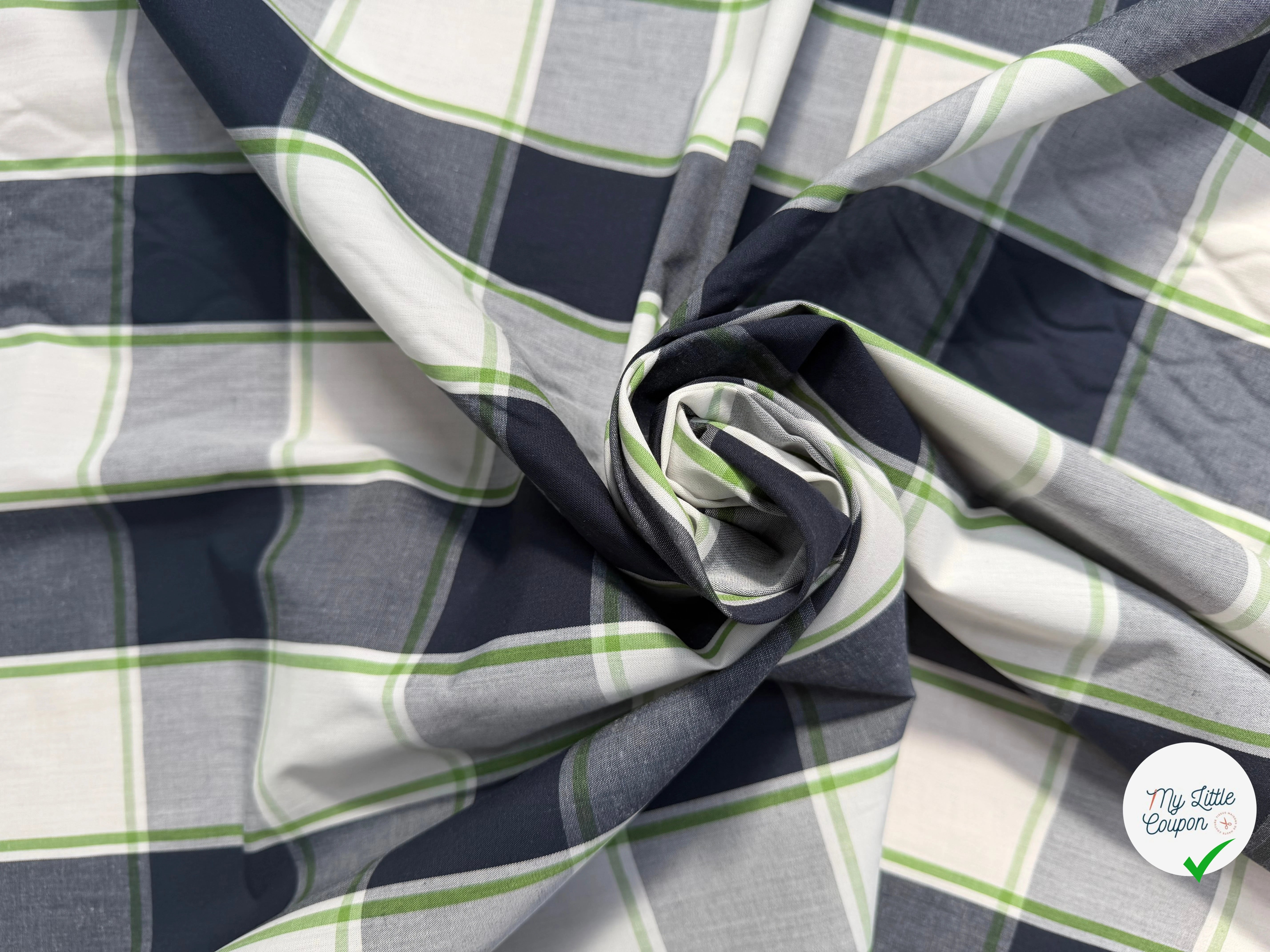 COTON CHEMISE GROS CARREAUX VERTS - My Little Coupon