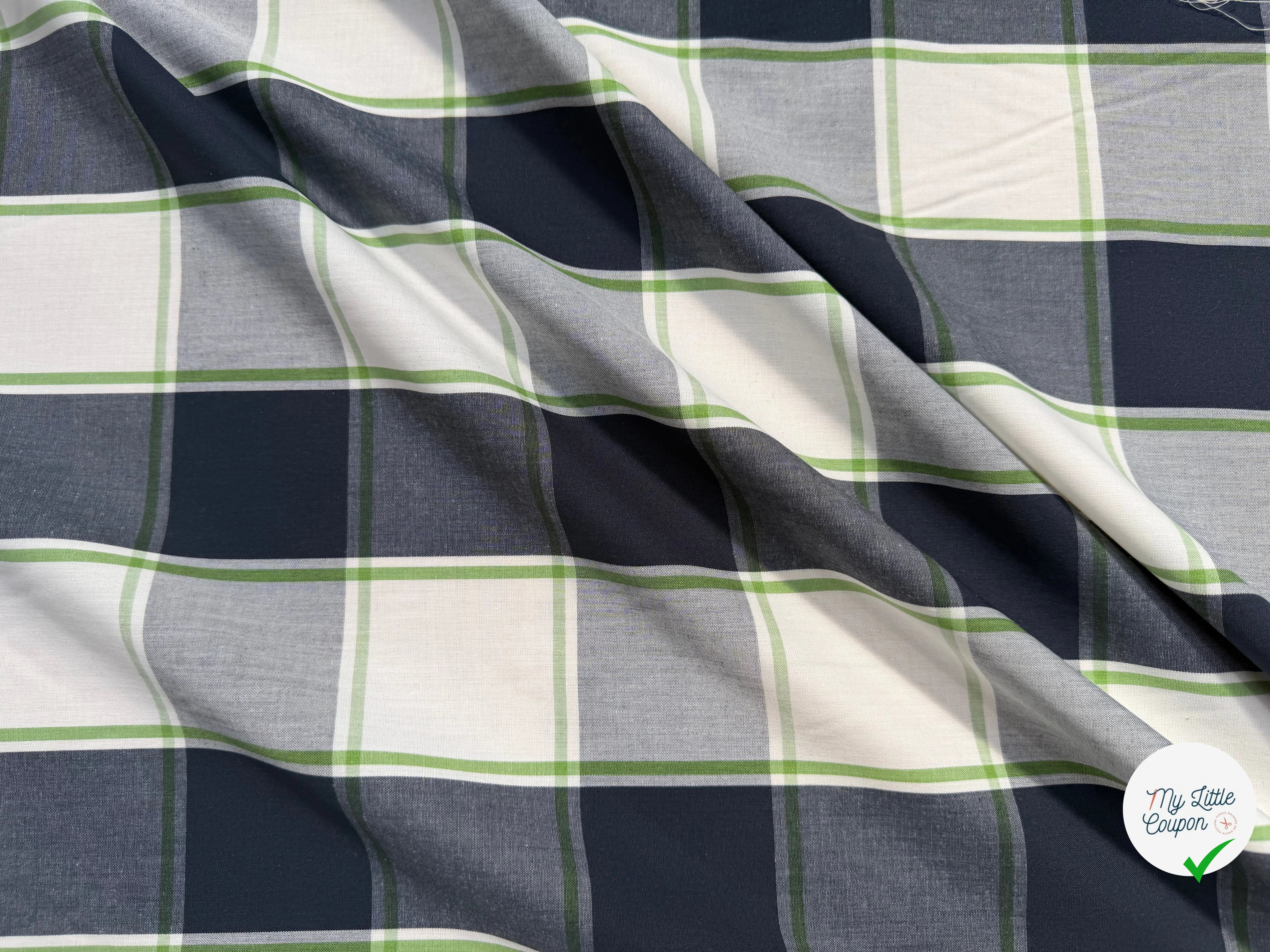 COTON CHEMISE GROS CARREAUX VERTS - My Little Coupon