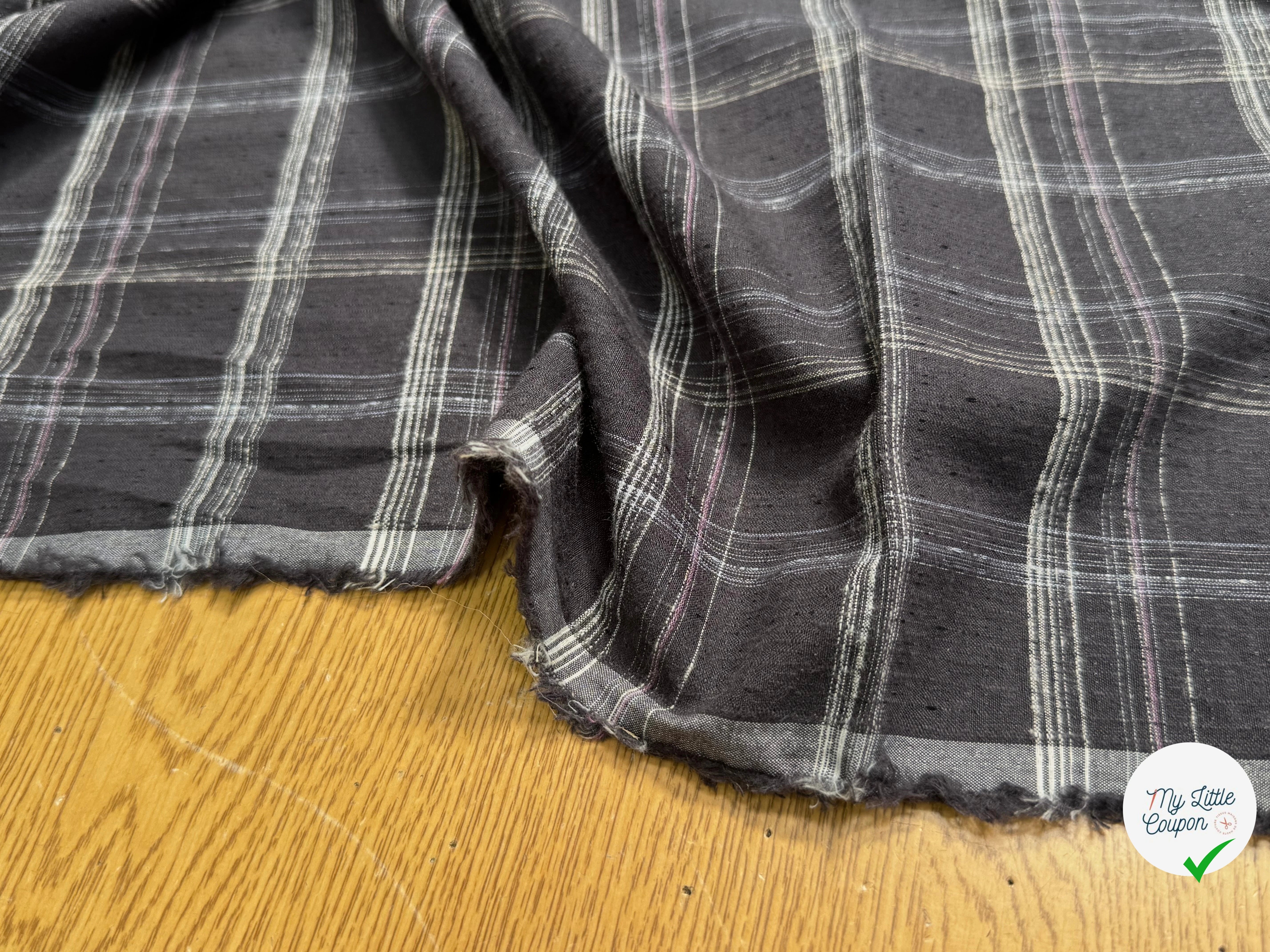 COTON CHEMISE LÉGÈREMENT DUVETEUX À CARREAUX GRIS NAVY - My Little Coupon